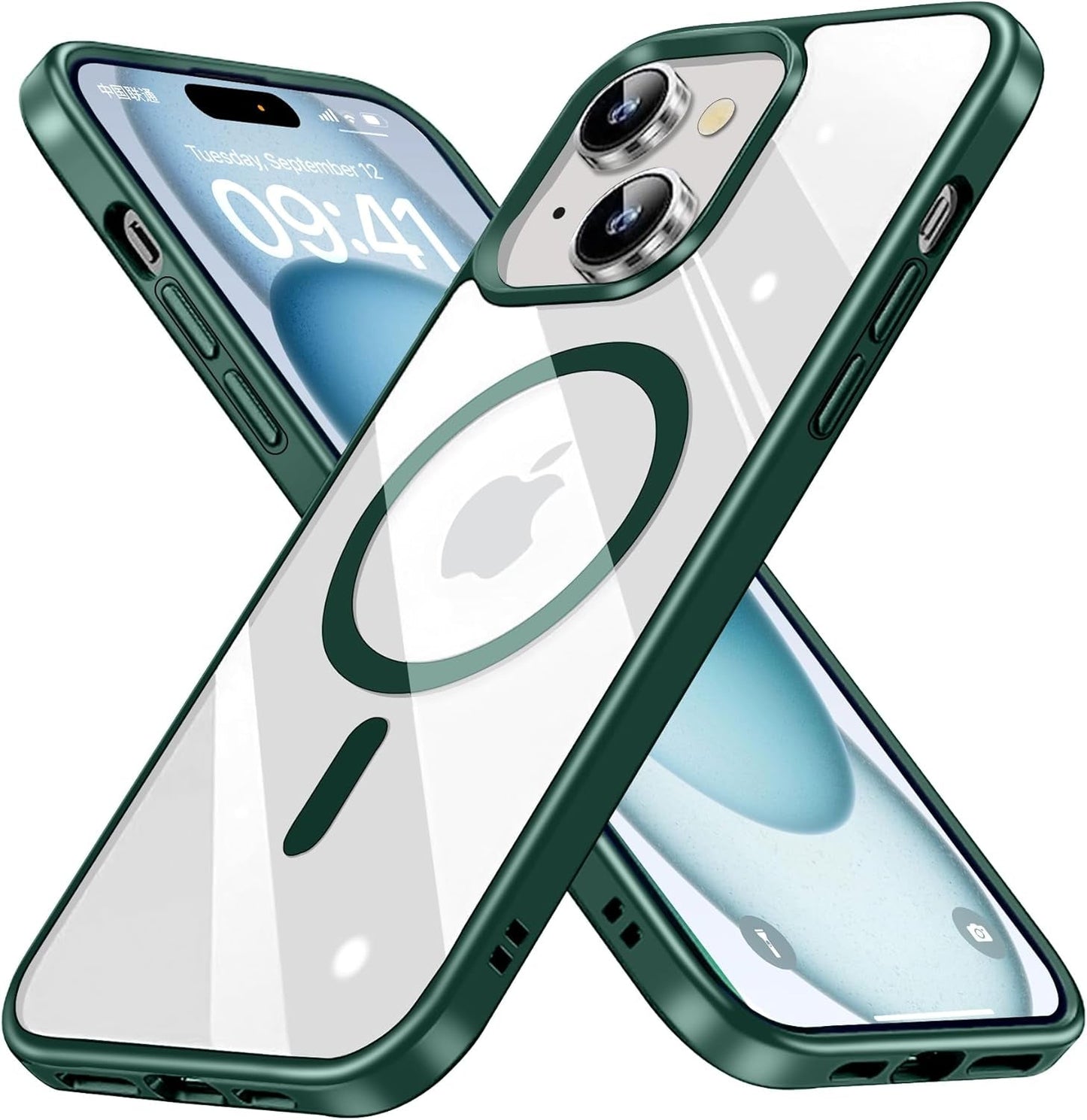 BAICHUANG Clear Magnetic for Iphone 15 Pro Case, Compatible with Magsafe, [Not Yellowing] [Military Grade Protection] Slim Transparent Silicone Anti-Scratch Shockproof Phone Case, Black  BAICHUANG   