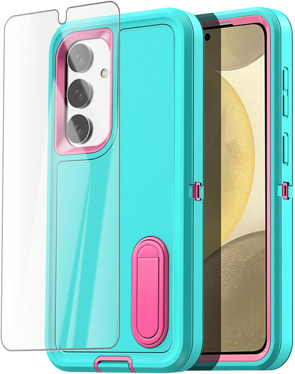 Aicase for Samsung Galaxy S24 Case 5G Built-In Stand with Glass Screen Protector,Heavy Duty Drop Protection Full Body Rugged Shockproof Military Protective Tough Durable Cover for Galaxy S24_6