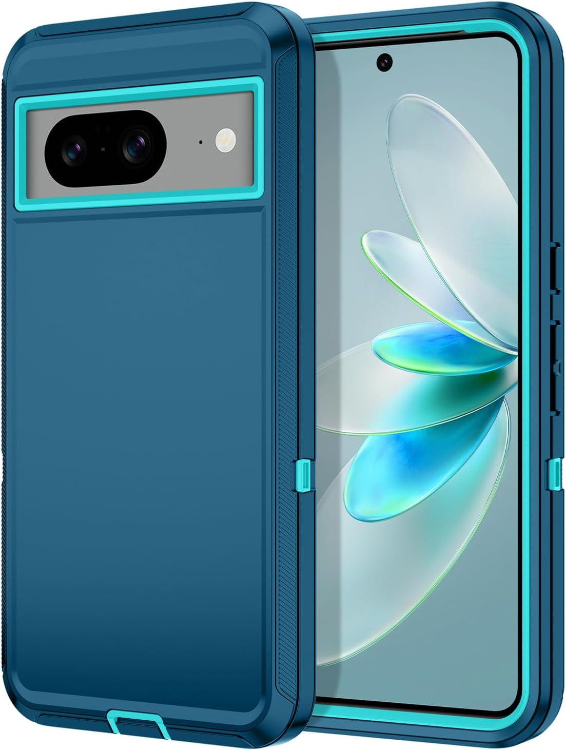 Hucasok for Google Pixel 8 Case Shockproof Rugged Full Body Protection Scratch Resistant Heavy Duty Dust/Drop Proof 3-Layer Durable Cover Case for Google Pixel 8 6.2 Inch,Navy Blue  Hucasok Turquoise Google Pixel 8 6.2 Inch 