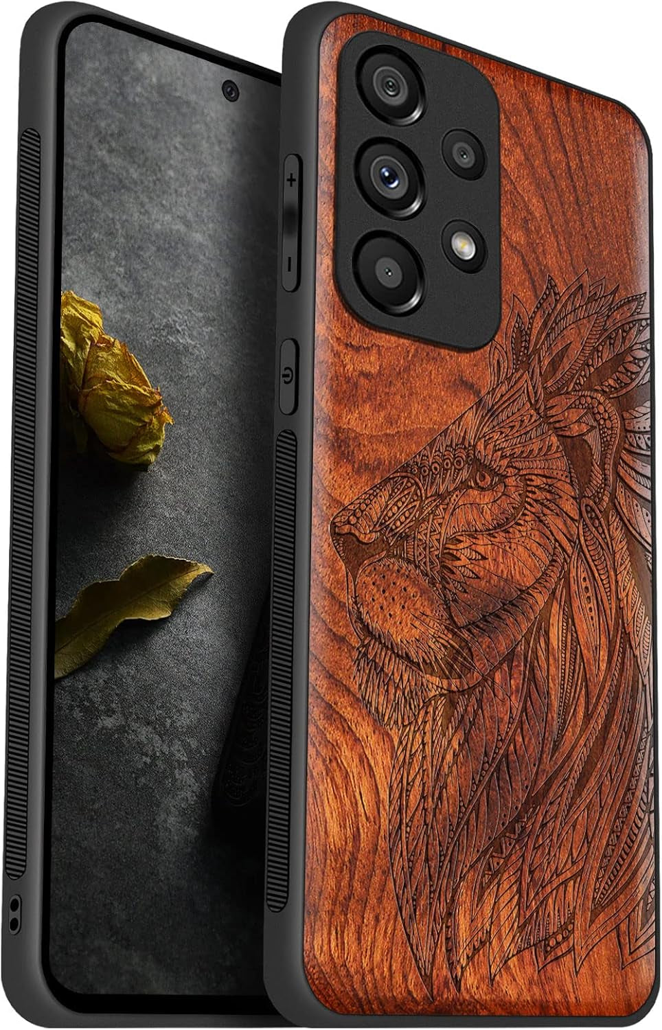 Carveit Wood Case for Samsung Galaxy A53 5G Case [Natural Wood & Black Soft TPU] Shockproof Protective Cover Unique Wooden Case Compatible with Galaxy A53 5G Case (Mayan Symbols Calendar-Blackwood)