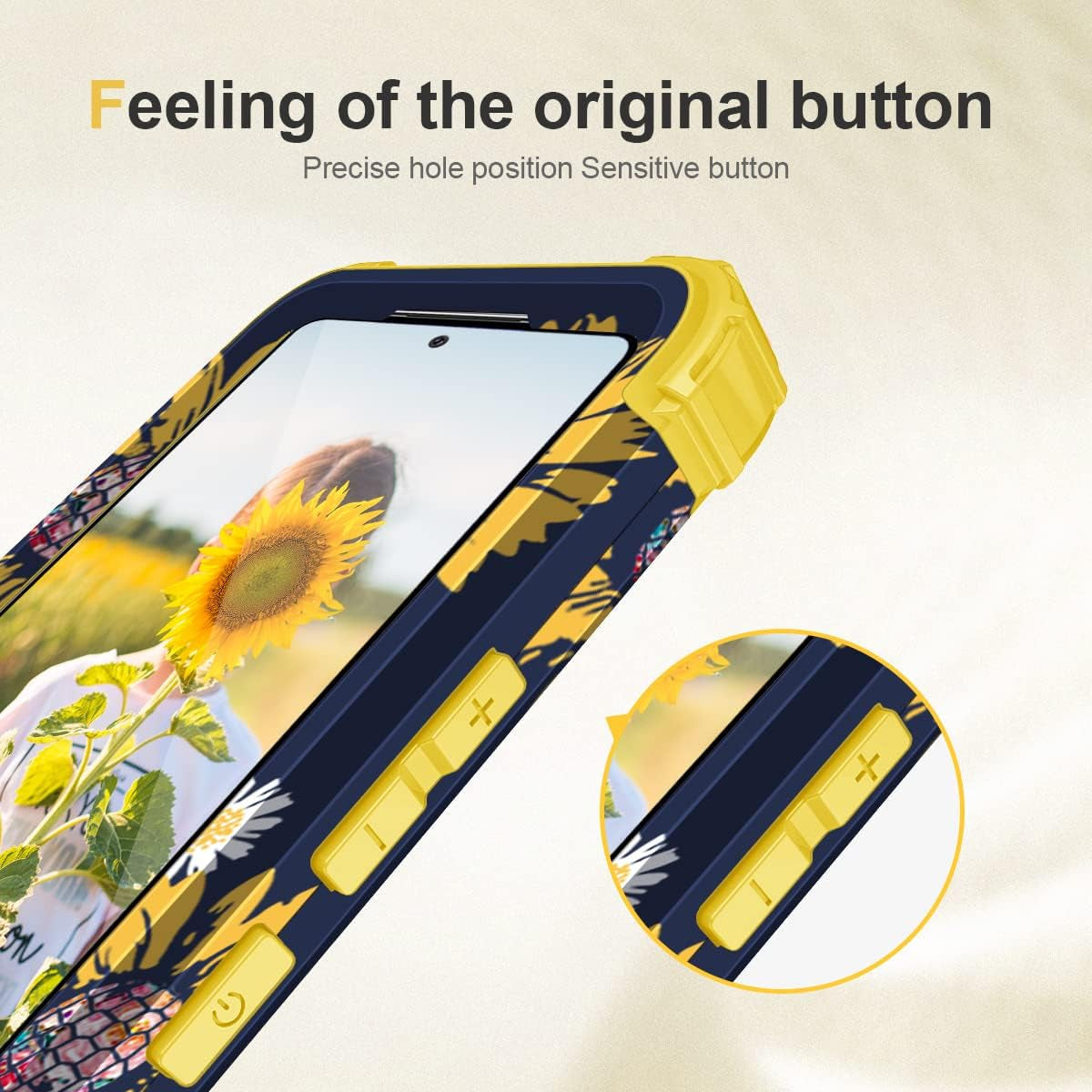 Fingic Samsung A53 5G Case,Samsung Galaxy A53 5G Case, Sunflower 3 in 1 Heavy Duty Hard PC Soft Silicone Rugged Bumper Full-Body Shockproof Protective Phone Case for Samsung Galaxy A53 5G, Yellow