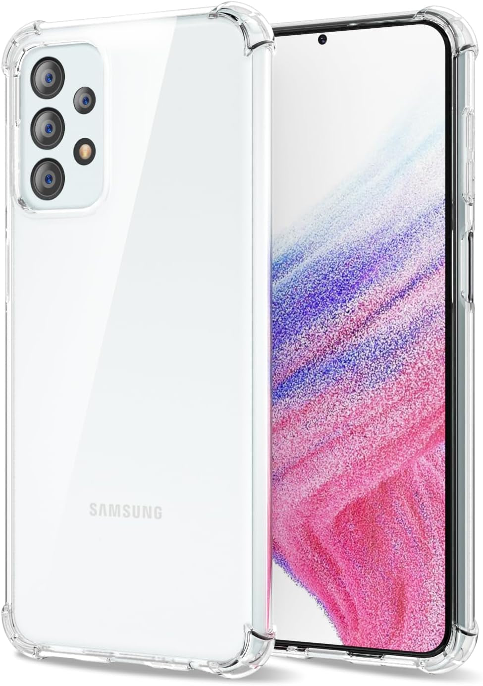 For Samsuang Galaxy A53 5G Case Clear, Transparent Jelly Protective Silicone Phone Case Design for Women Girly Cute Simple, Thin Slim Fit Soft Flexible TPU Shockproof Bumper, Crystal Clear