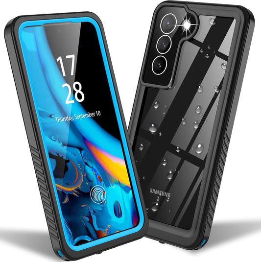 For Samsung Galaxy S22+Plus Case Waterproof Shockproof,Galaxy S22 plus Case with Built-In Screen Protector 360 Full Body Heavy Rugged Samsung S22+Plus Protective Case(Blue/Clear)