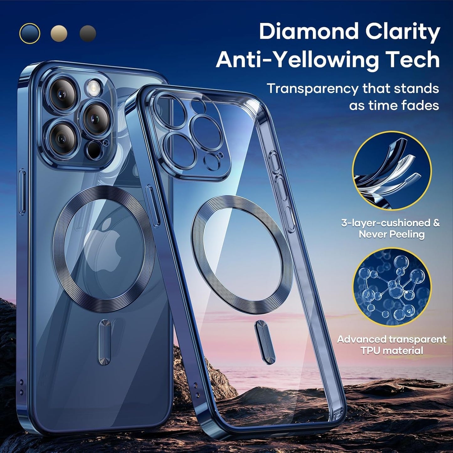 Humixx Magnetic for Iphone 15 Pro Case Clear [Compatible with Magsafe] [No.1 Strong N52 Magnets] [Mil-Grade Shockproof] Dustproof & Non-Yellowing Soft Slim Case for Iphone 15 Pro,Blue  Humixx   