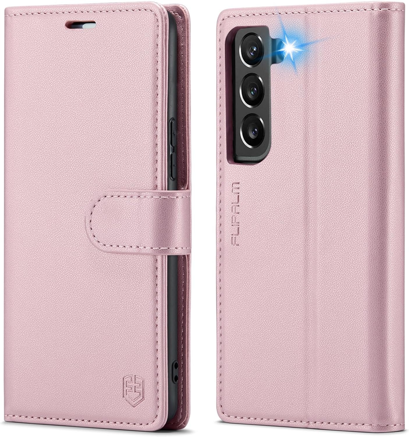 For Samsung Galaxy S22 Plus/S22+ Wallet Case with RFID Blocking Credit Card Holder, PU Leather Folio Flip Kickstand Shockproof Cover Women Men for Samsung S22 plus Phone Case(Blue-Green)