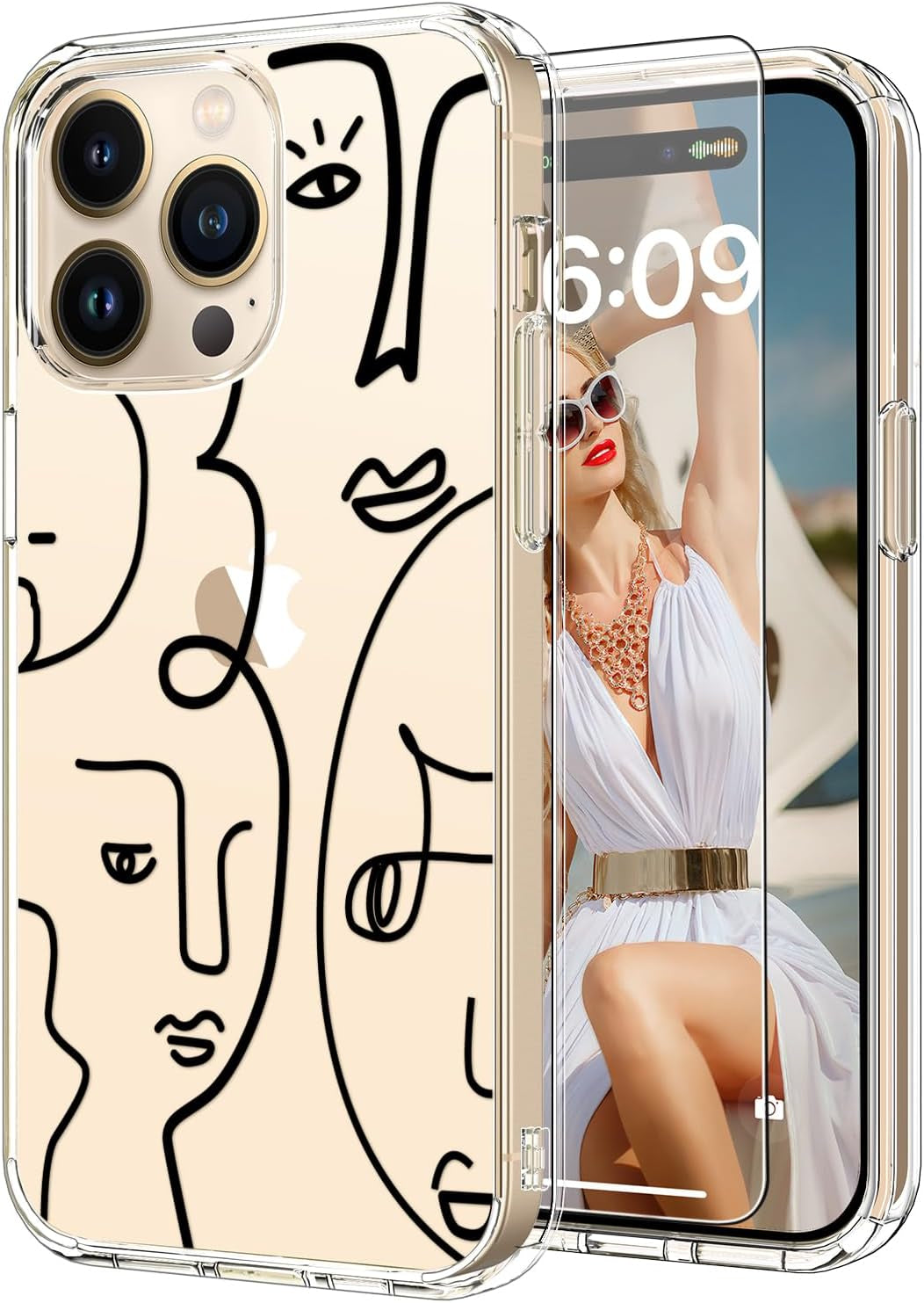 ICEDIO for Iphone 15 Pro Case with Screen Protector-Clear with Fashionable Trendy Patterns-Designed for Girls Women-Slim Fit Cover-Protective Phone Case 6.1" Cute Blooming Pink Floral  ICEDIO Women'S Photo  