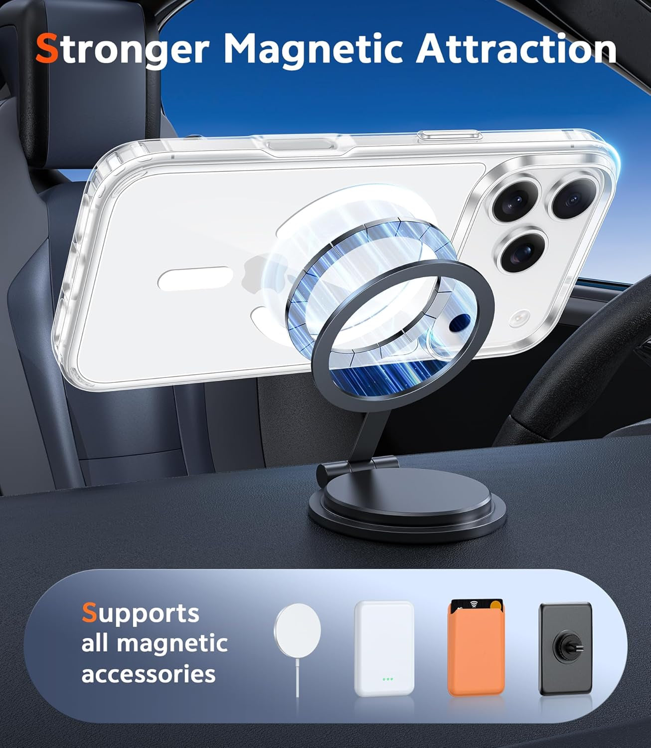 FNTCASE for Iphone 17 Pro-Max Case: Clear Magnetic Phone Cases with Screen Protector Compatible with Magsafe Slim anti Yellowing Rugged Shockproof Protective Transparent Cell Cover (A-Clear)