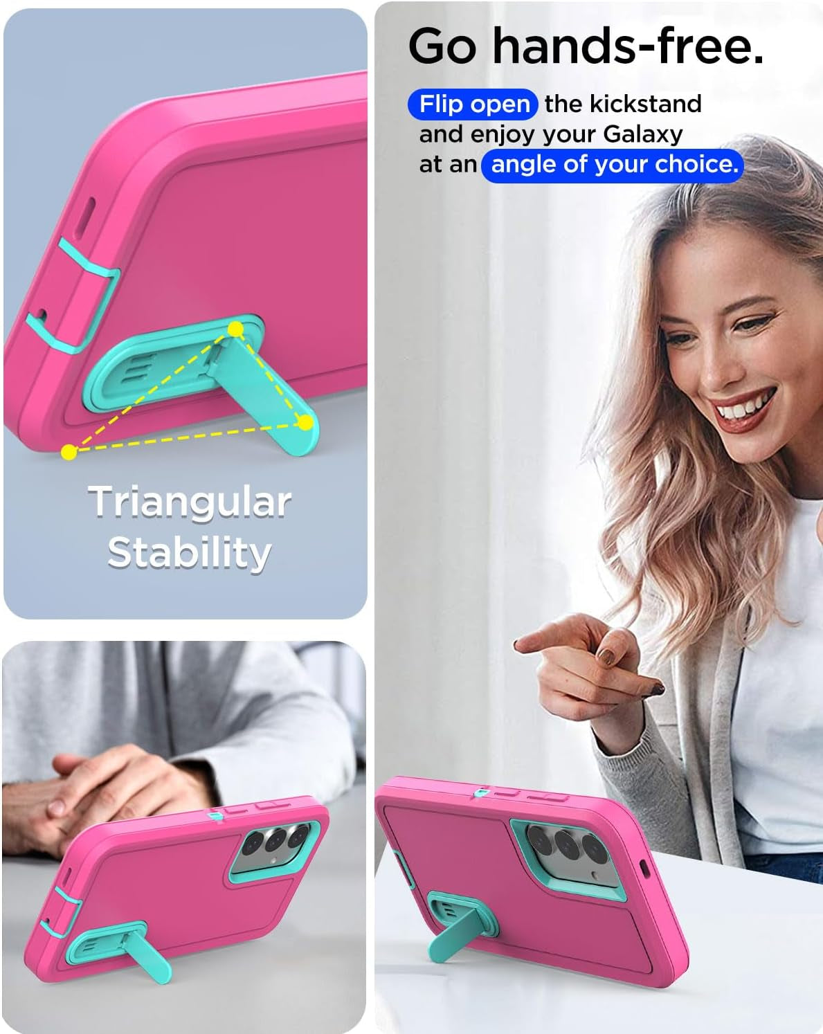 Aicase for Samsung Galaxy S24 Case 5G Built-In Stand with Glass Screen Protector,Heavy Duty Drop Protection Full Body Rugged Shockproof Military Protective Tough Durable Cover for Galaxy S24_6