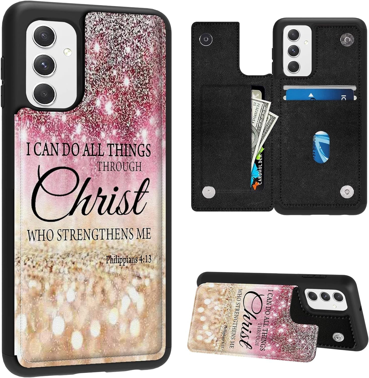 Case for Samsung Galaxy A14 5G Wallet Phone Case with Card Holder,Pu Leather Kickstand Card Slot Cover for Women Men (Dual Magnetic Clasp+Rfid Blocking)-Bald Eagle with Flag