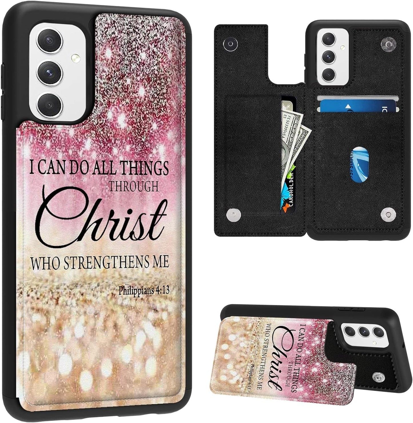 Case for Samsung Galaxy A14 5G Wallet Phone Case with Card Holder,Pu Leather Kickstand Card Slot Cover for Women Men (Dual Magnetic Clasp+Rfid Blocking)-Bald Eagle with Flag