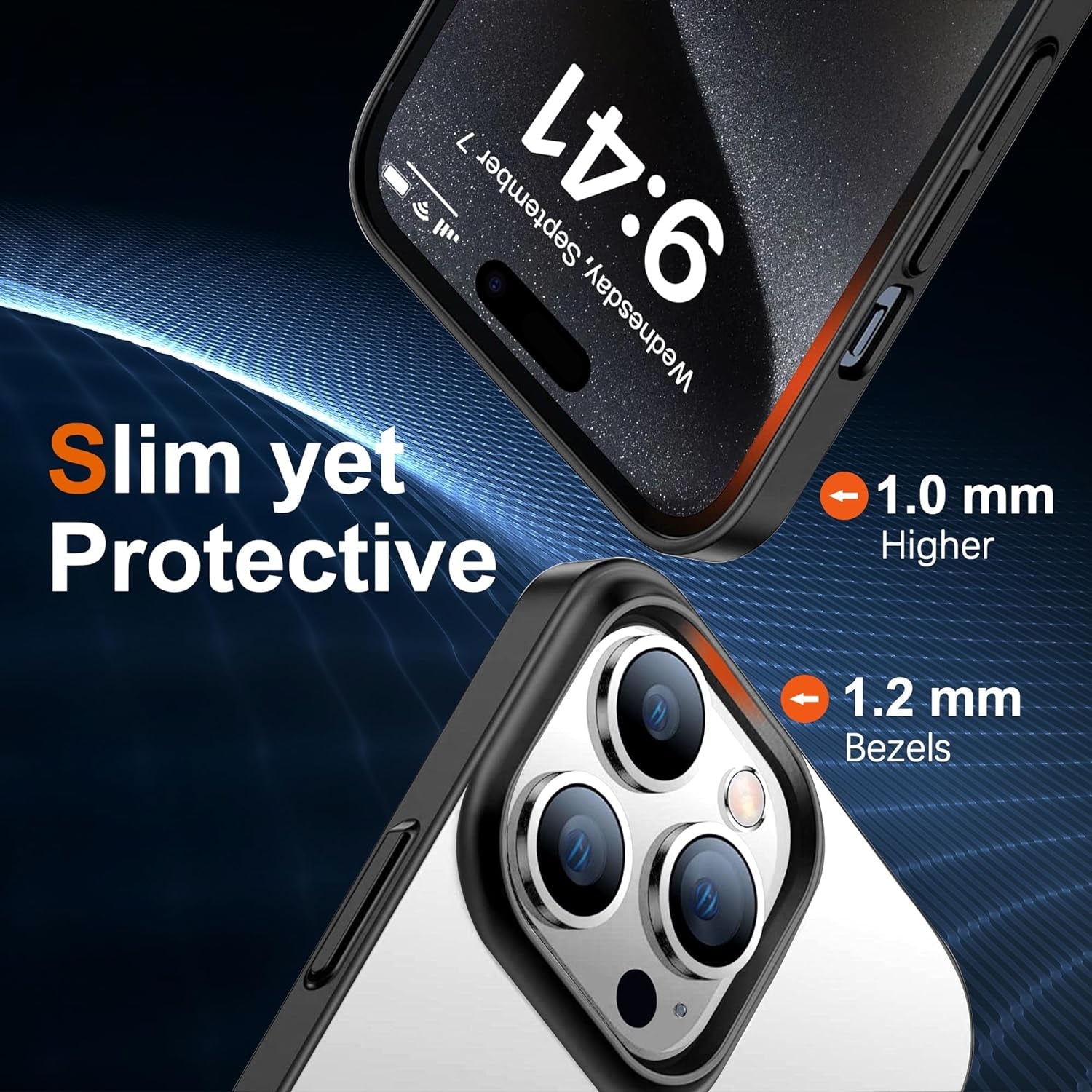 BAICHUANG Clear Magnetic for Iphone 15 Pro Case, Compatible with Magsafe, [Not Yellowing] [Military Grade Protection] Slim Transparent Silicone Anti-Scratch Shockproof Phone Case, Black  BAICHUANG   