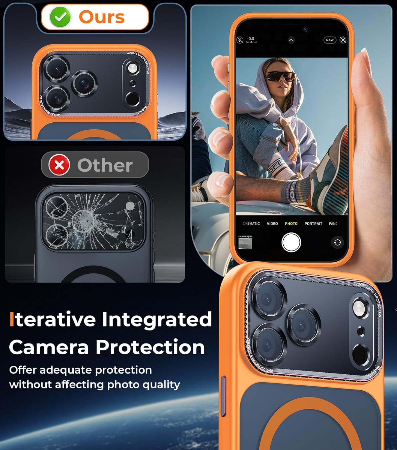 Magnetic for Iphone 17 Pro Max Case with Integrated Camera Protection, [Seamless Work with Magsafe] [Military Grade Shockproof] [Covered Camera Control Button] Case for Iphone 17 Pro Max 6.9'', Orange