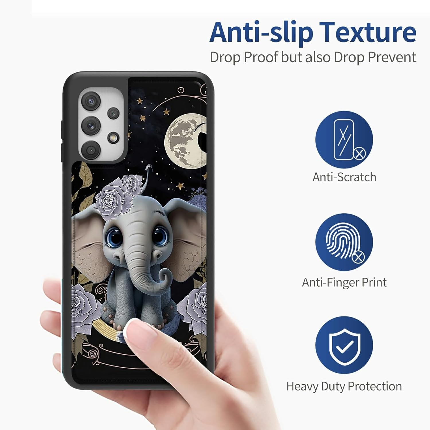 Case for Samsung 53 5G 6.5" Wallet Phone, Credit Card Holder Slots Cover & Hard PC Shockproof Soft Silicone Dual Layer Protection Flip Case for Samsung Galaxy A53 5G 2022, Elephant Flowers