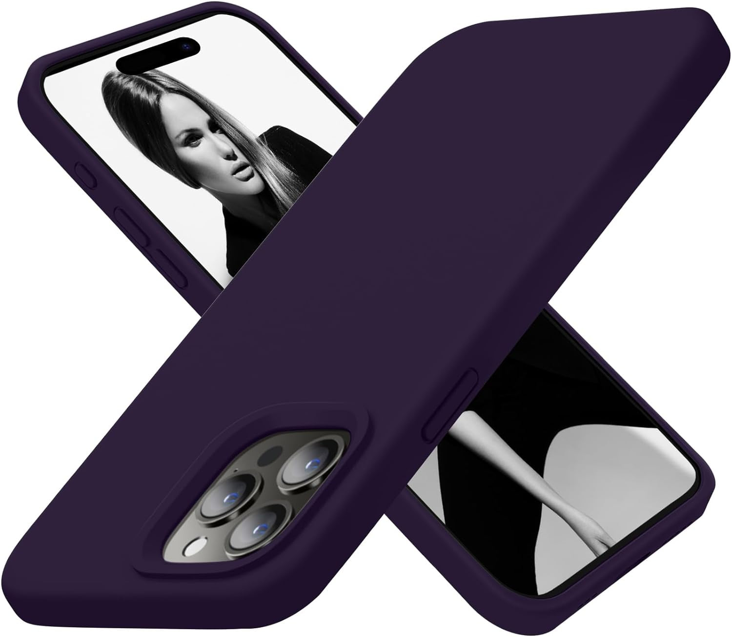 Cordking Designed for Iphone 15 Pro Case, Silicone Ultra Slim Shockproof Protective Phone Case with [Soft Anti-Scratch Microfiber Lining], 6.1 Inch, Alpine Green  Cordking Purple  