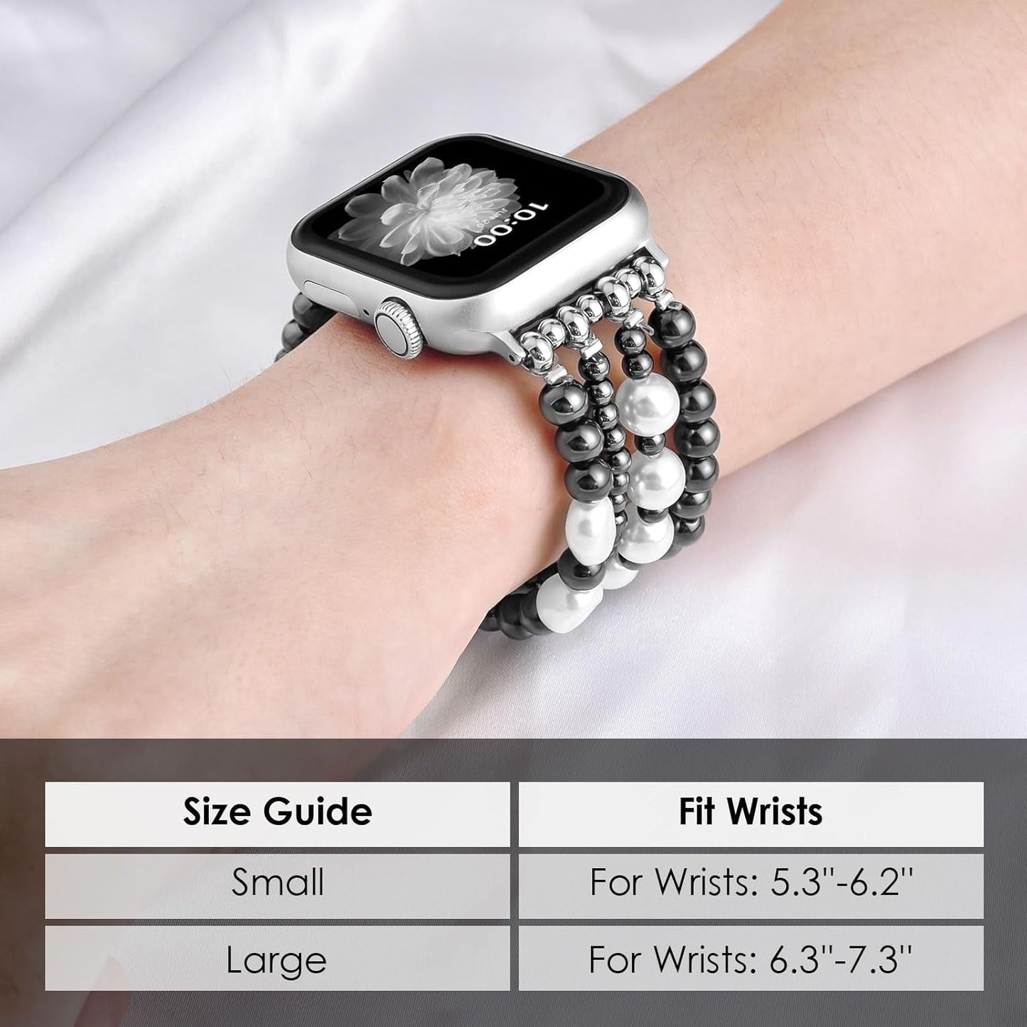 AIRSPO Gold Beaded Bracelets Compatible for Apple Watch Band 38Mm 40Mm 41Mm 42Mm 44Mm 45Mm Women, Fashion Handmade Dressy Iphone Watch Bands Elastic Strap for Iwatch Series SE 8 7 6 5 4 3 2 1