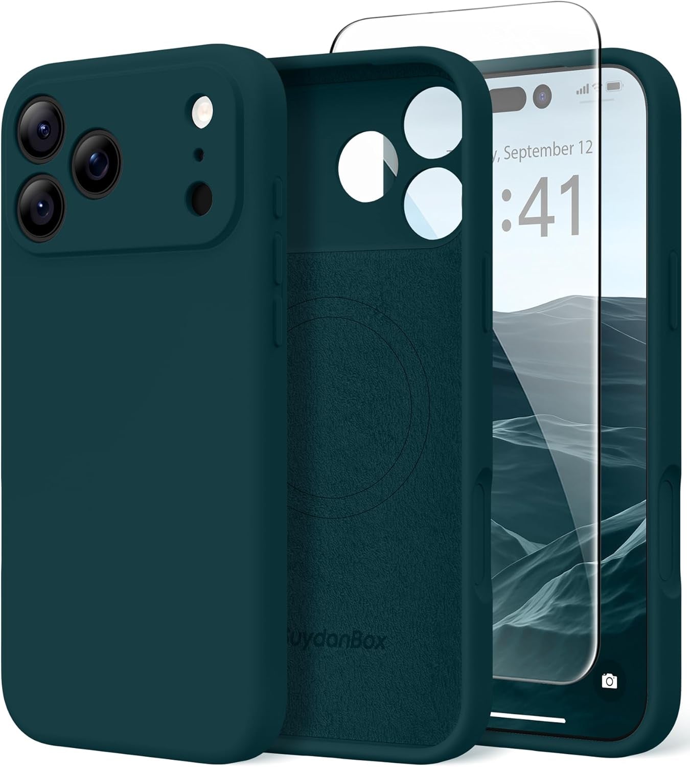 Magnetic for Iphone 17 Pro Max Case, Compatible with Magsafe, [Full Camera Protection][Screen Protector] Silicone Shockproof Protective Phone Case for Iphone 17 Pro Max 6.9", Calke Green