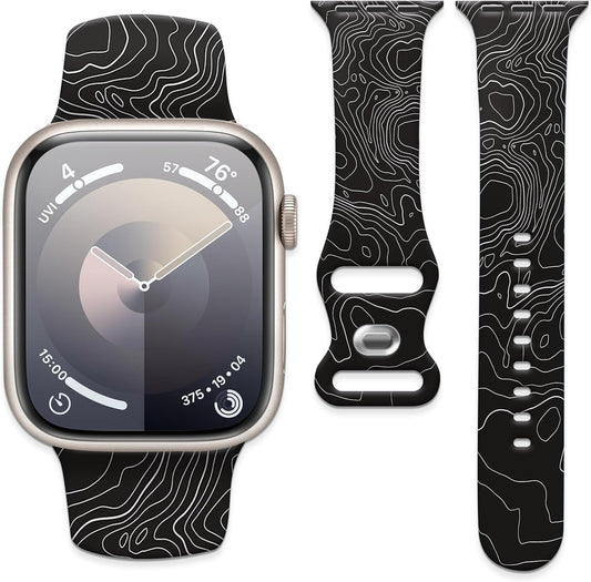 Cute Watch Band Compatible with Watch Band 38Mm 40Mm 41Mm Women, Soft Silicone Floral Print Sport Strap Replacement Wristbands for Iwatch Series Ultra 9 8 7 6 5 4 3 2 1 SE