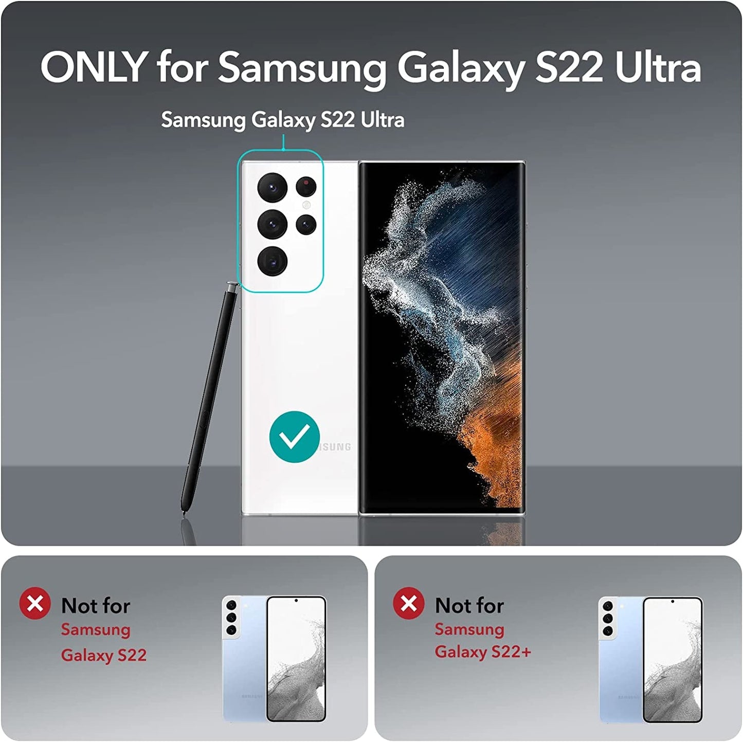 ESR Metal Kickstand Case Compatible with Samsung Galaxy S22 Ultra (6.8 Inch) (2022), Versatile Patented Kickstand, Crystal Clear Scratch-Resistant Back Cover, Clear