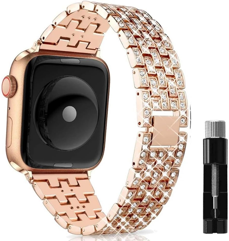 Diamond Bracelet for Apple Watch Band 41Mm 40Mm Women Fashion Stainless Steel Strap Iwatch Ultra 2 49Mm 9 8 7 6 SE 5 4 45Mm 44Mm