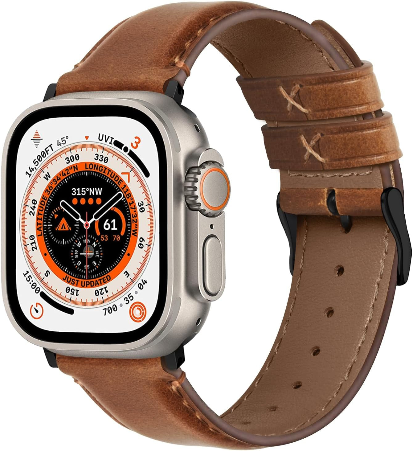 Fullmosa Retro Leather Bands Compatible with Apple Watch 38Mm 40Mm 41Mm for Men Women, Top Grain Real Leather Strap for Iwatch Series 9/8/7/6/5/4/3/2/1/SE/SE2, Brown+Black Buckle