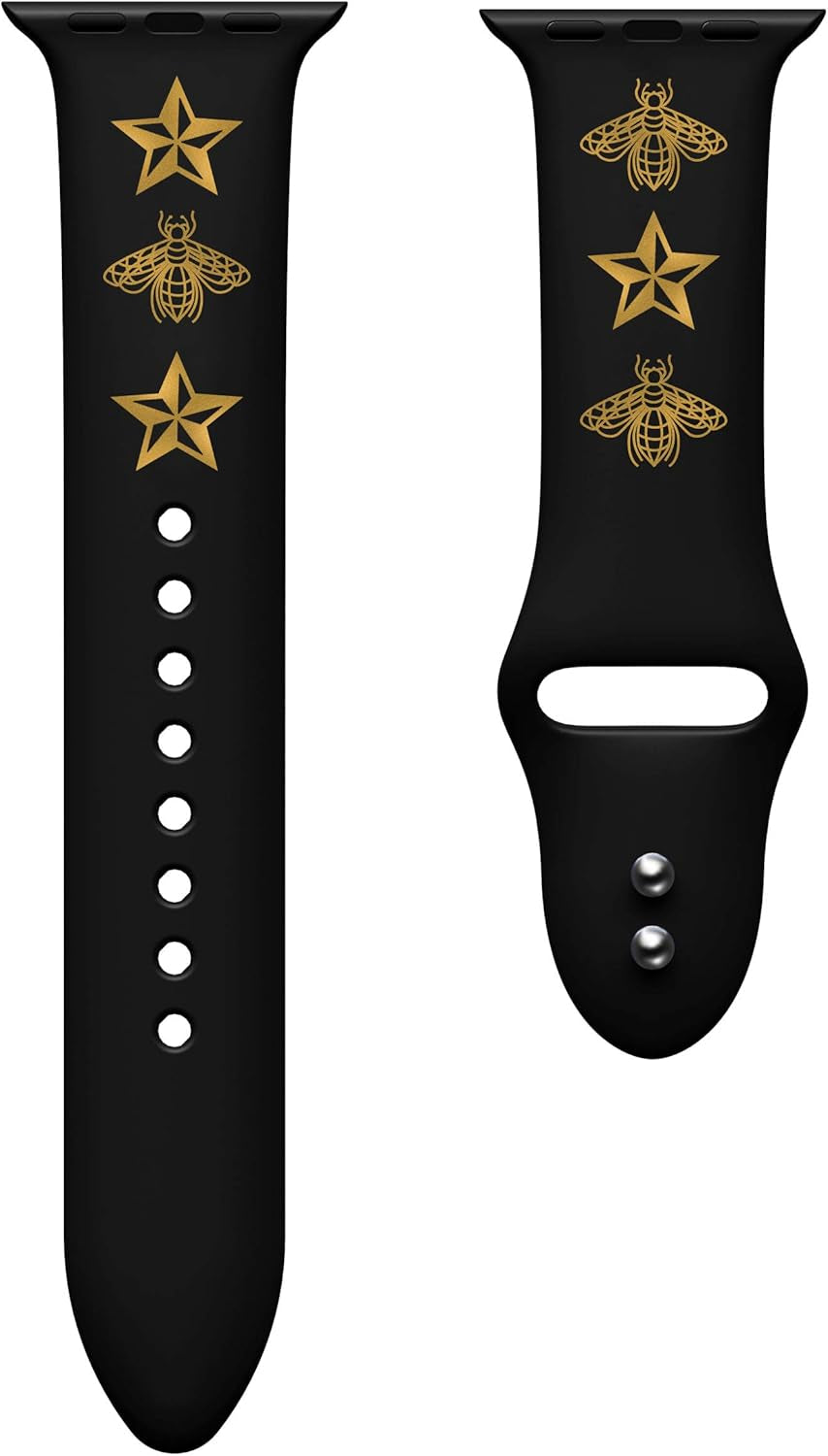 Designer Watch Band Compatible with Apple Watch Band 49Mm 45Mm 44Mm 42Mm 41Mm 40Mm 38Mm for Women Men, Luxury Strap Silicone Sport Wristband for Apple Watch Ultra 2 and Iwatch 9 8 7 6 5 4 3 2 1 SE