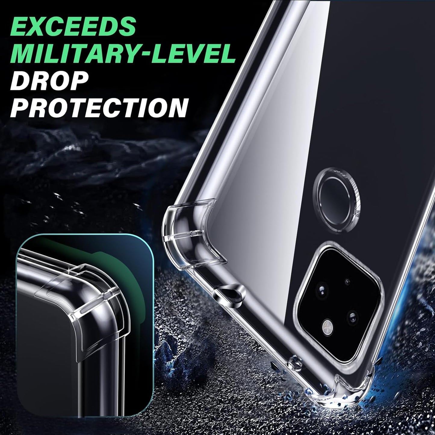 Case for Google Pixel 4A 5G Phone Case, with 1 Piece Screen Protector, TPU Bumper Shockproof Silicone Fullbody Protective Case Cover for Google Pixel 4A 5G, Transparent  Ikziwreo   