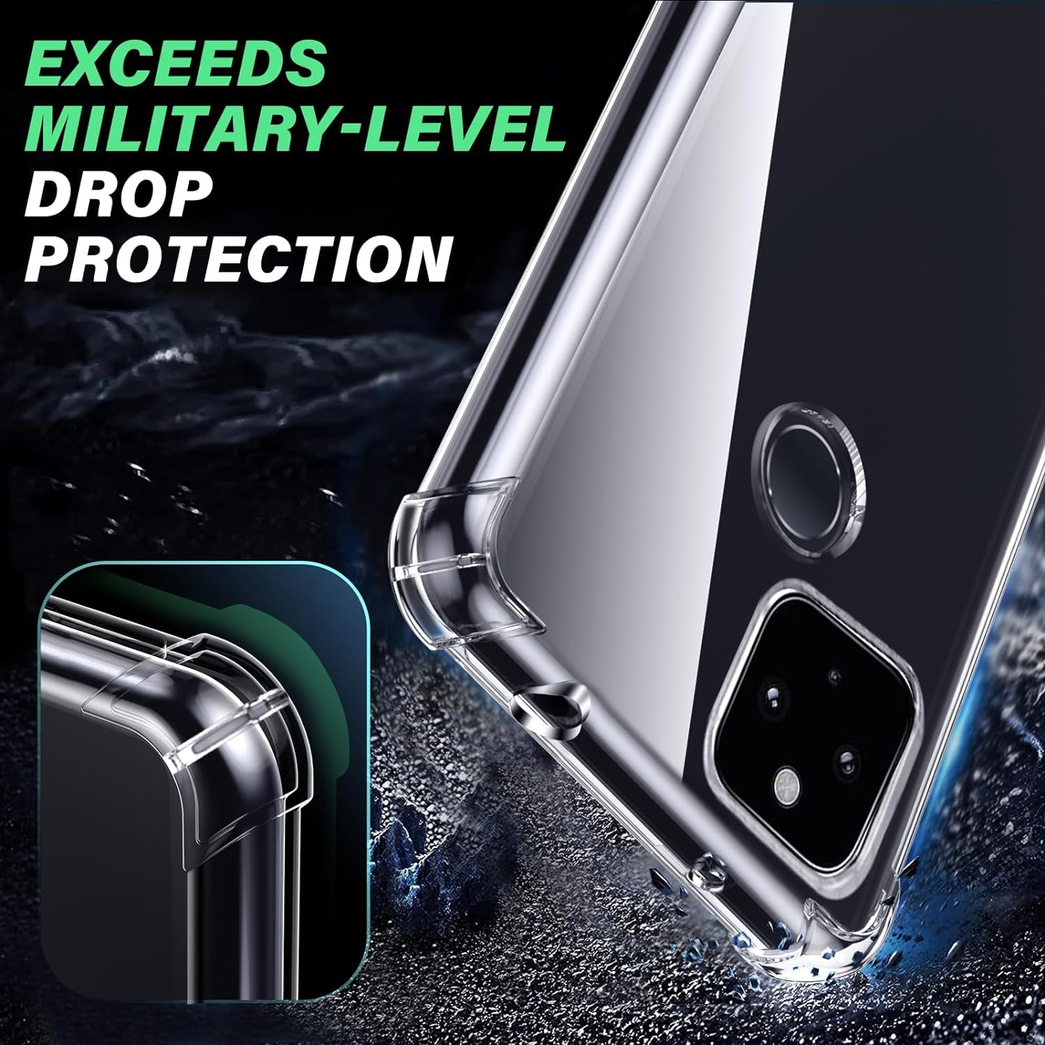 Case for Google Pixel 4A 5G Phone Case, with 1 Piece Screen Protector, TPU Bumper Shockproof Silicone Fullbody Protective Case Cover for Google Pixel 4A 5G, Transparent  Ikziwreo   