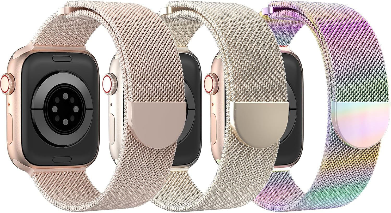 DYKEISS 3 Pack Metal Magnetic Compatible with Apple Watch Band 38Mm 42Mm 40Mm 44Mm 41Mm 45Mm 49Mm, Stainless Steel Mesh Loop Clasp Strap for Iwatch Bands Ultra Series 9 8 SE 7 6 5 4 3 2 1 Women Men