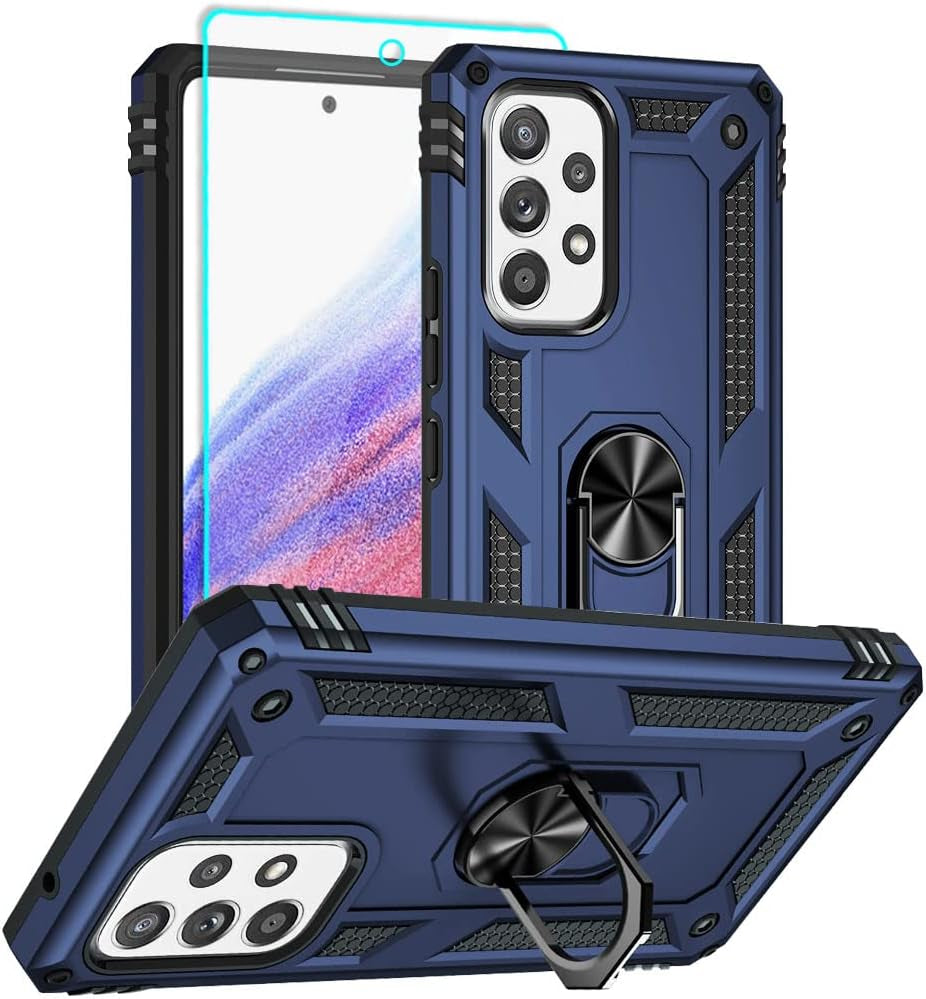 For Samsung A53 5G Case, Galaxy A53 5G Case with HD Screen Protector, [Military Grade 16Ft. Drop Tested] Ring Shockproof Protective Phone Case for Samsung Galaxy A53 5G,Black