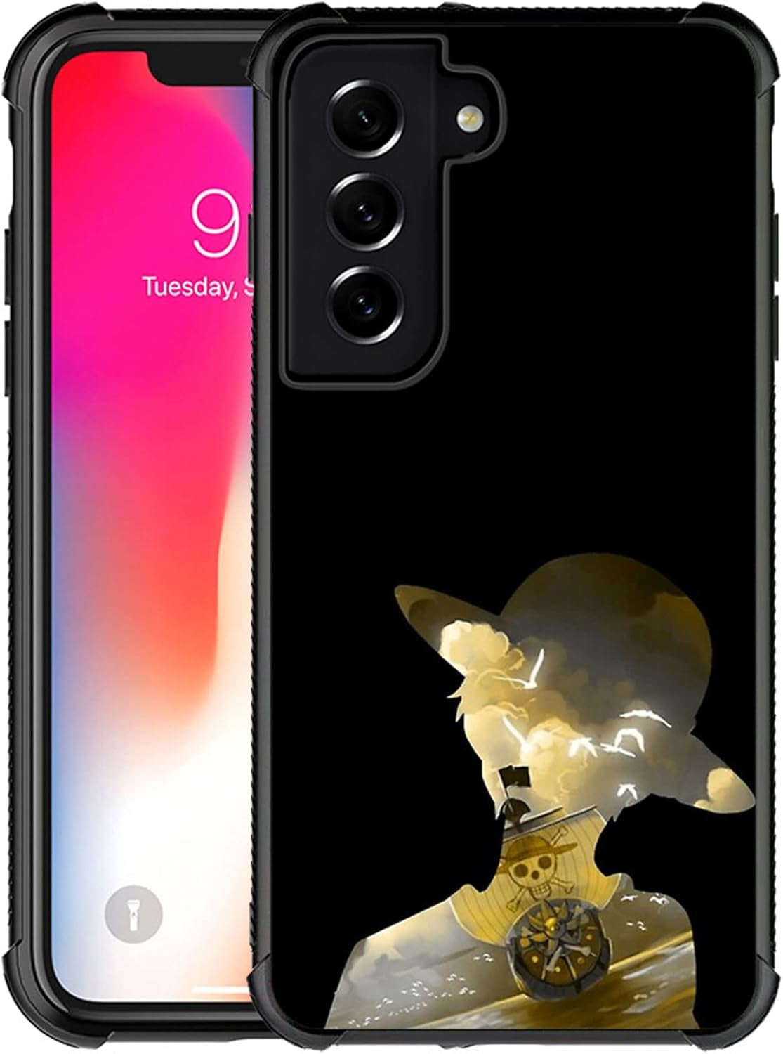 Compatible with Samsung Galaxy S22 plus Case,Man and Boat Anime Pattern Design Shockproof Non-Slip Case for Samsung Galaxy S22 Plus