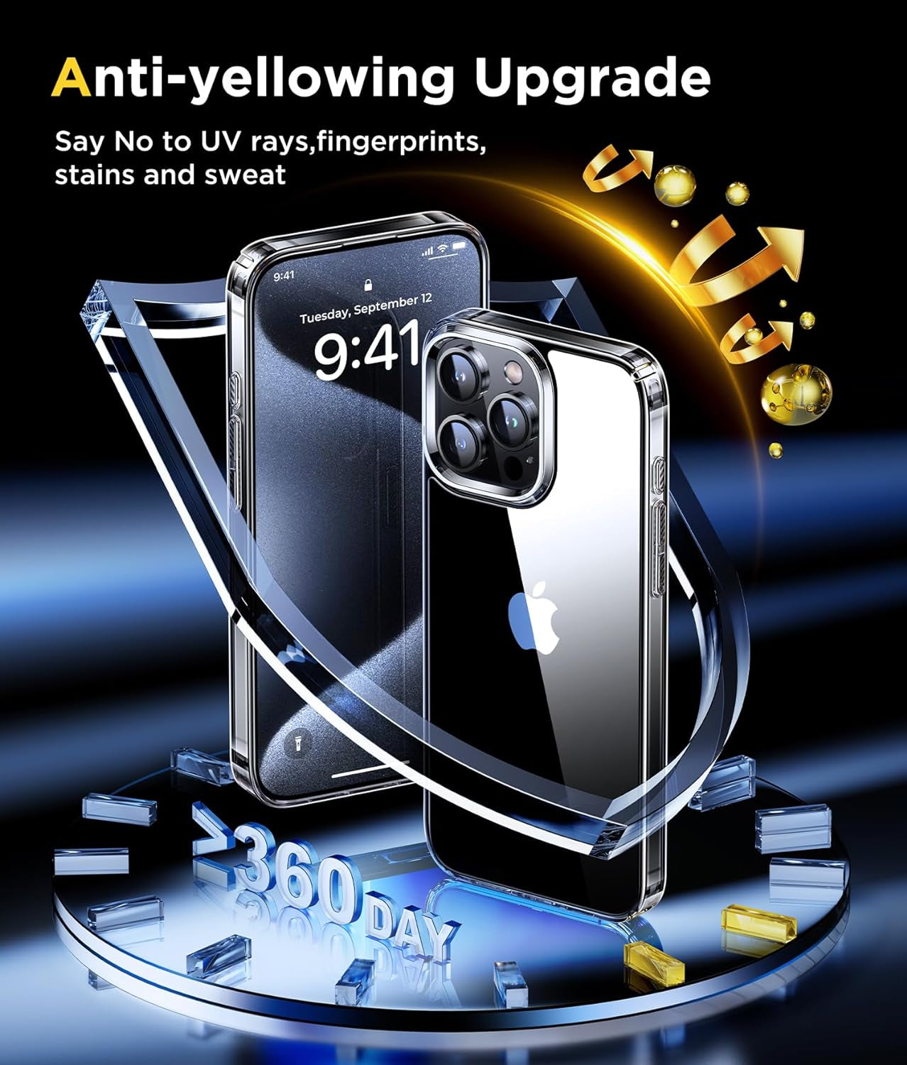 Humixx Ultra Clear for Iphone 15 Pro Case, [Non-Yellowing] [[14 FT Military Drop Protection] Slim Fit yet Protective Shockproof Bumper with Shock Absorber Phone Case Cover 6.1 Inch - Crystal Clear  Humixx   