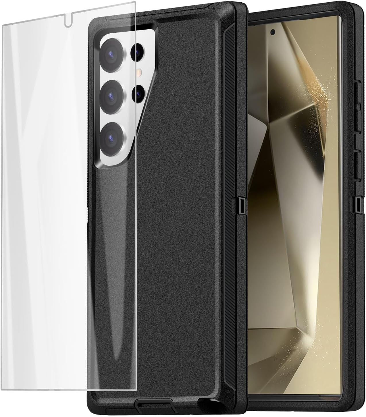 Aicase Belt-Clip Holster Case for Galaxy S24 Ultra with Screen Protector,Heavy Duty Drop Protection Full Body Rugged Shockproof/Dustproof Military Grade Tough Durable Cover for Samsung S24 Ultra