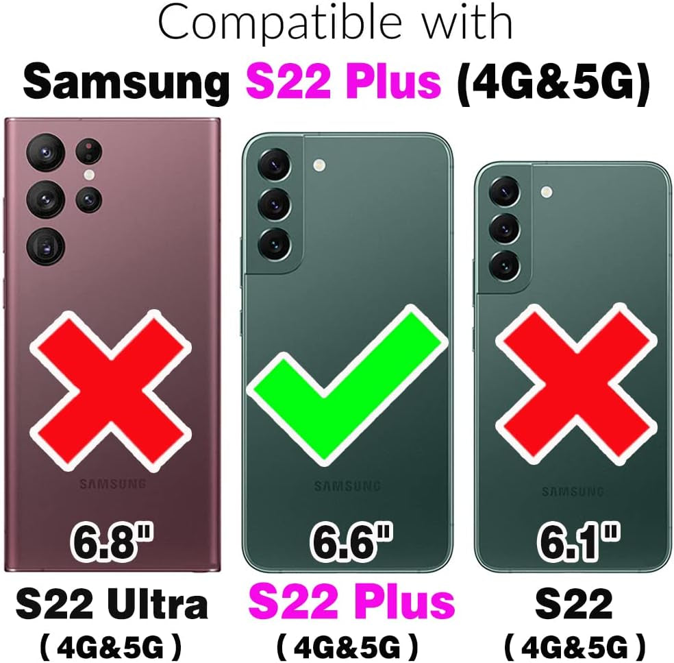 Asuwish Phone Case for Samsung Galaxy S22 plus S22+ 5G with Tempered Glass Screen Protector Cover and Slim Credit Card Holder Stand Cell Accessories S22+5G S22Plus 22S + S 22 22+ Women Men Pink