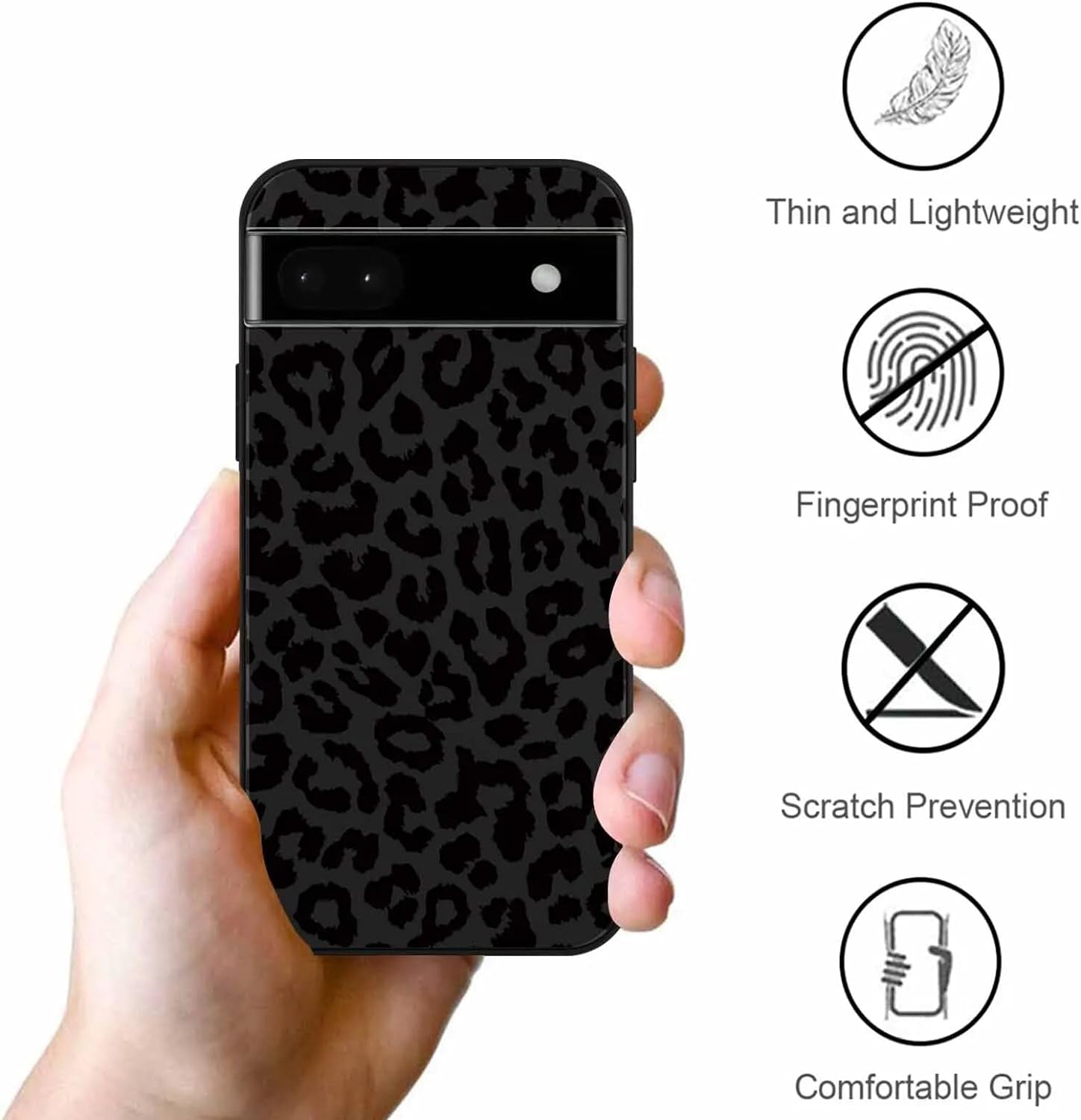 2 Pack Cute Cheetah Print for Google Pixel 6A(5G) 6.3" Phone Case,Luxury Leopard Pattern Design Cases Soft Silicone TPU Shockproof Protective Cover for Women Girls-Black & White  RUMDEY   