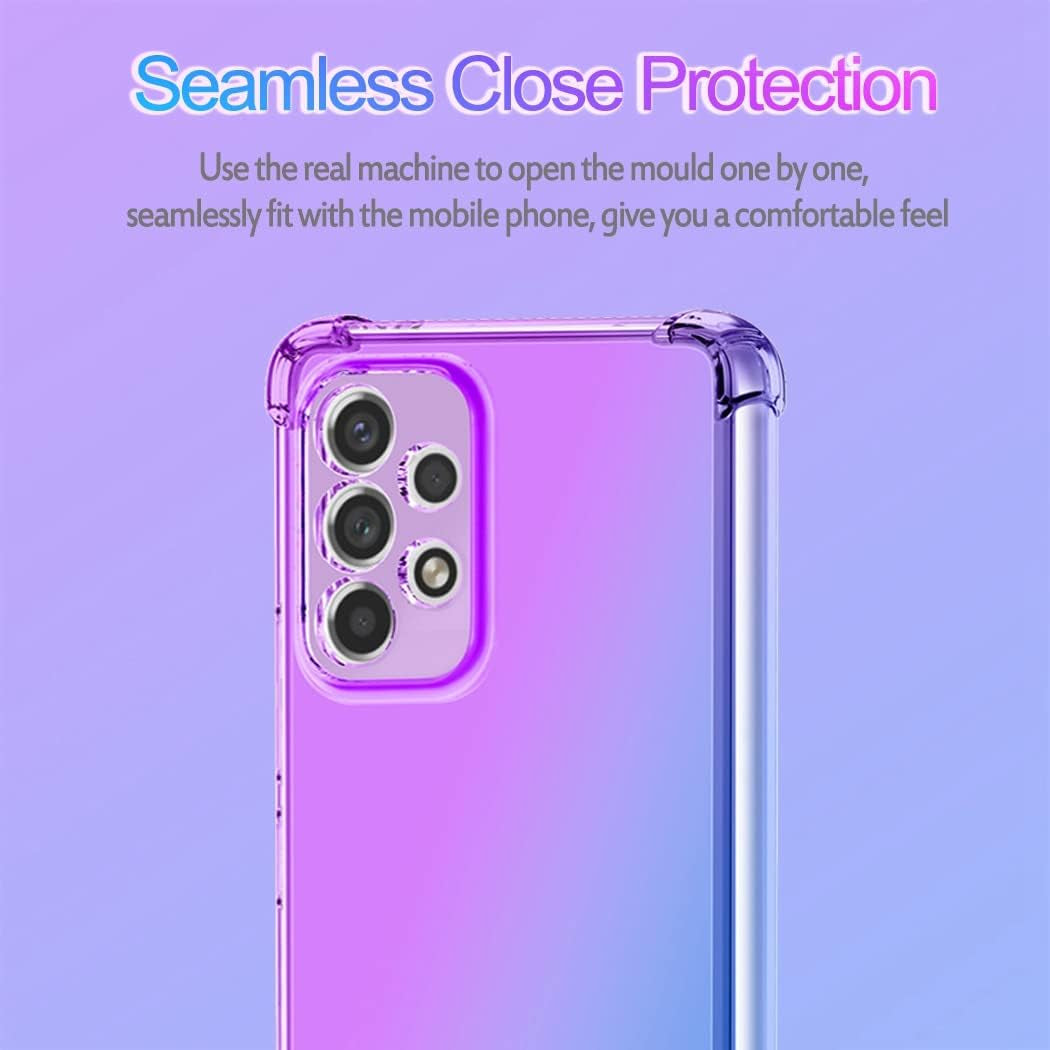 For Galaxy A53 5G Case, Samsung A53 5G Clear Cute Gradient Phone Case Slim anti Scratch Flexible TPU Cover Shockproof Protective Case for Samsung Galaxy A53 5G (Purple/Blue)