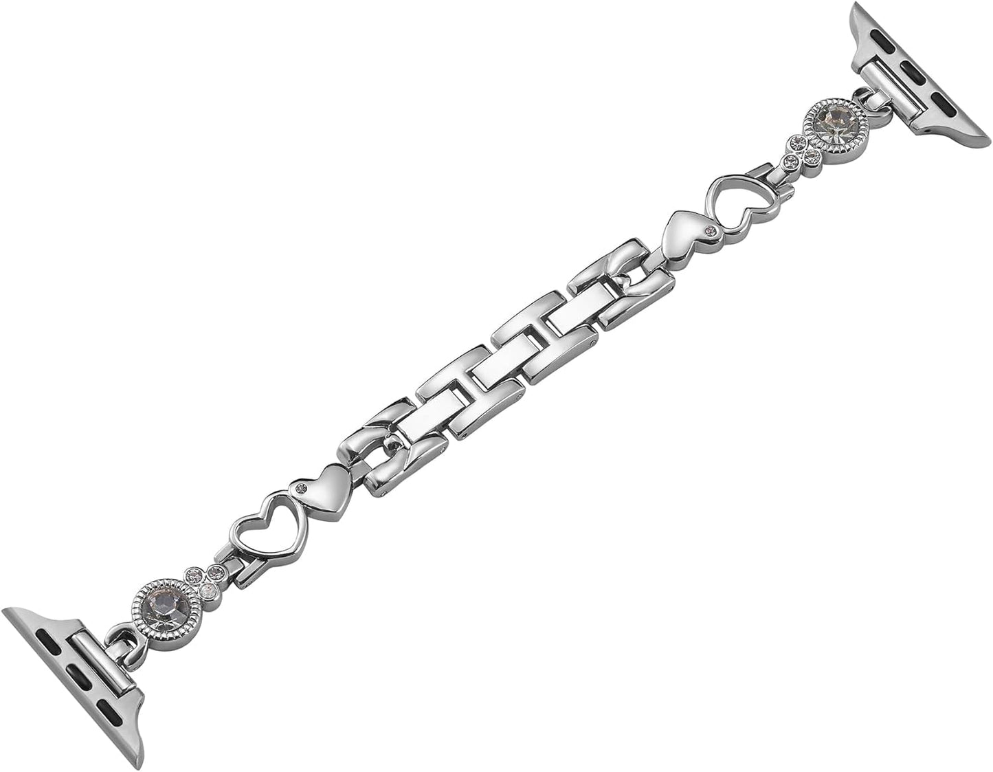 Bling Diamond Metal Bands Compatible with Apple Watch Band 38Mm 40Mm 41Mm 42Mm 44Mm 45Mm 49Mm, Women Jewelry Strap Dressy Heart Bracelet for Iwatch Series 9 8 7 6 5 4 3 2 1 SE Ultra