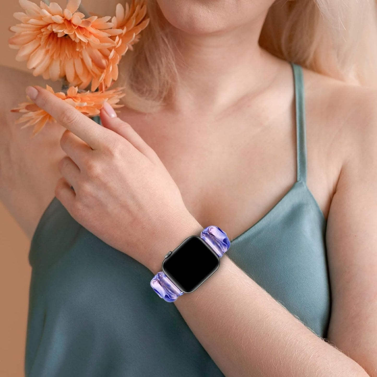 2 Pack Solo Loop Bands Compatible with Apple Watch 44Mm 40Mm 38Mm 41Mm 45Mm 49Mm 42Mm for Women Printed Elastic Scrunchie Wristbands for Iwatch Series 9 8 7 6 5 4 3 2 1 SE Ultra