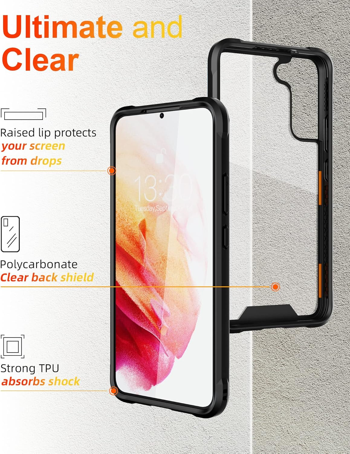 Caseborne R Compatible with Samsung Galaxy S22+Plus 5G Case - Shockproof Protective Clear, Military Grade 12Ft Drop Tested, Durable Aluminum Frame, Anti-Yellowing Technology - Black