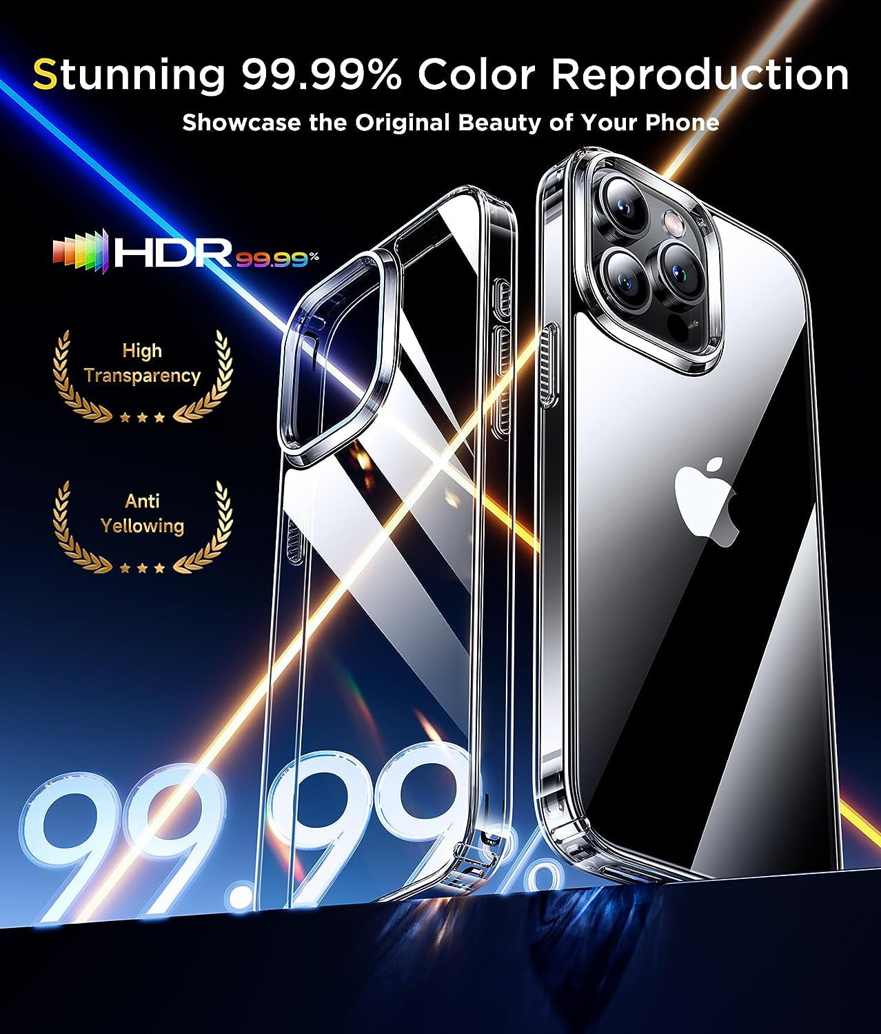 Humixx Ultra Clear for Iphone 15 Pro Case, [Non-Yellowing] [[14 FT Military Drop Protection] Slim Fit yet Protective Shockproof Bumper with Shock Absorber Phone Case Cover 6.1 Inch - Crystal Clear  Humixx   