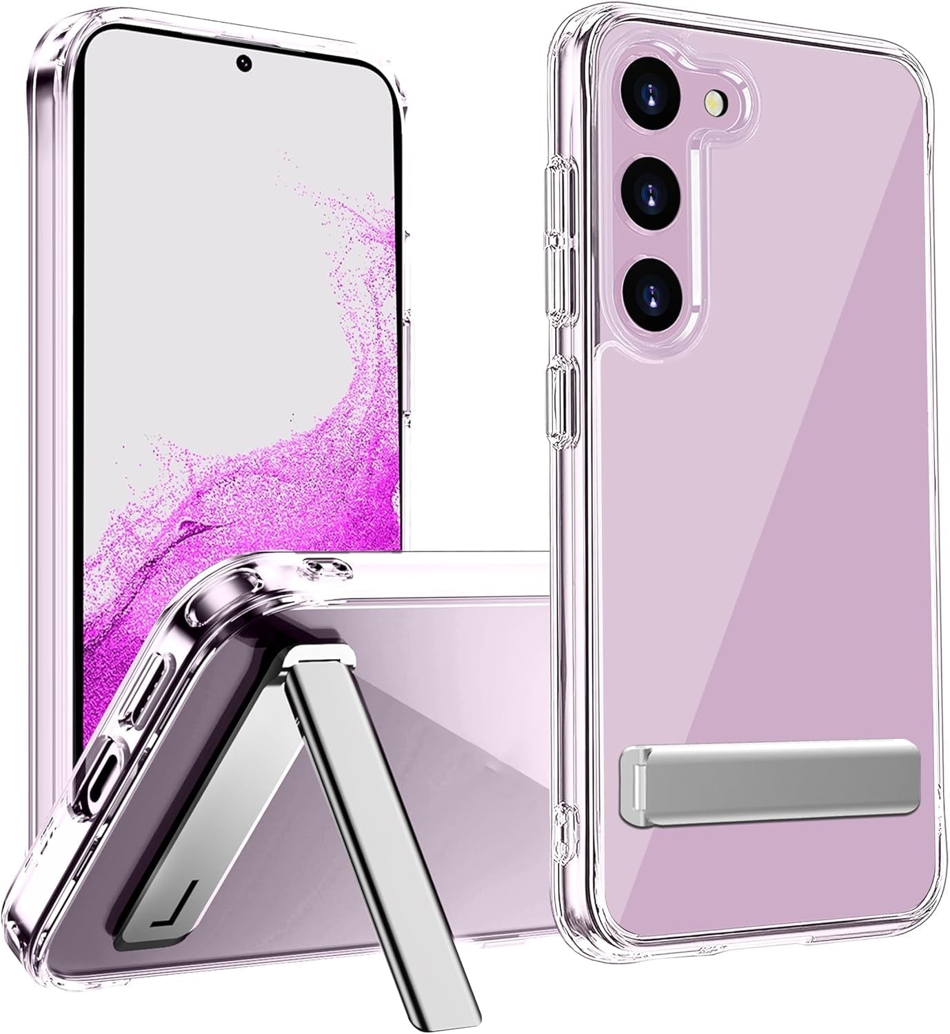 CEDO Kickstand Case for Samsung Galaxy S22 Ultra, 3-Way Mode Built-In Metal Stand Phone Case, Mil-Grade Shockproof Bumper, Transparent Acrylic & Slim Fit, Designed for Samsung S22 Ultra, Crystal Clear