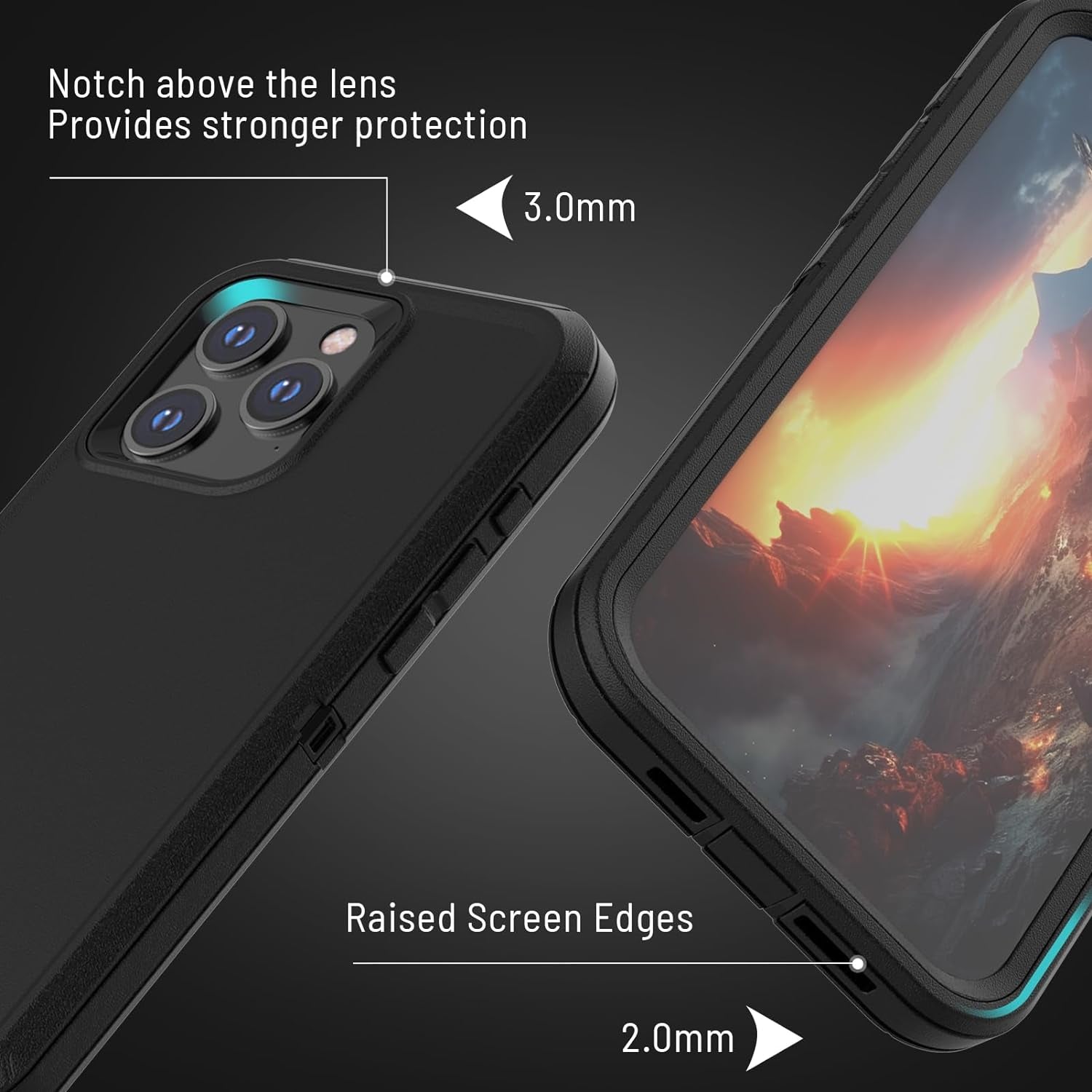 Pdxox Heavy Duty Case for Iphone 15 Pro Max,3-Layer Military Protection Drop Protective Shockproof Full Body Protection Wireless Charging Tough Case for Iphone 15 Pro Max (Black)  pdxox   