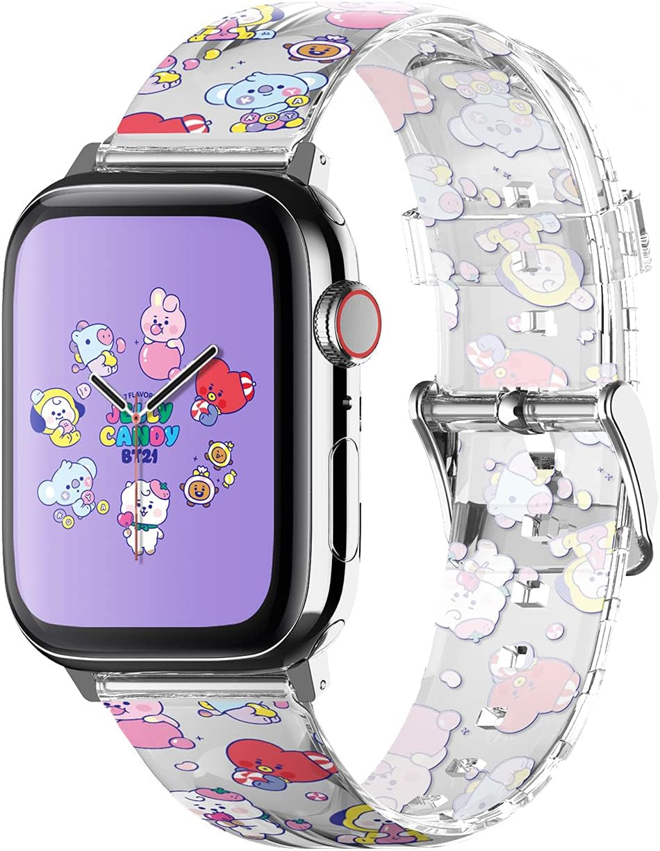 Elago BT21 Band Compatible with Apple Watch Band 38Mm 40Mm 41Mm 42Mm 44Mm 45Mm 49Mm Compatible with Iwatch Series Ultra2/Ultra/Se/9/8/7/6/Se/5/4/3/2/1, Soft Protective Strap [Official Merchandise]