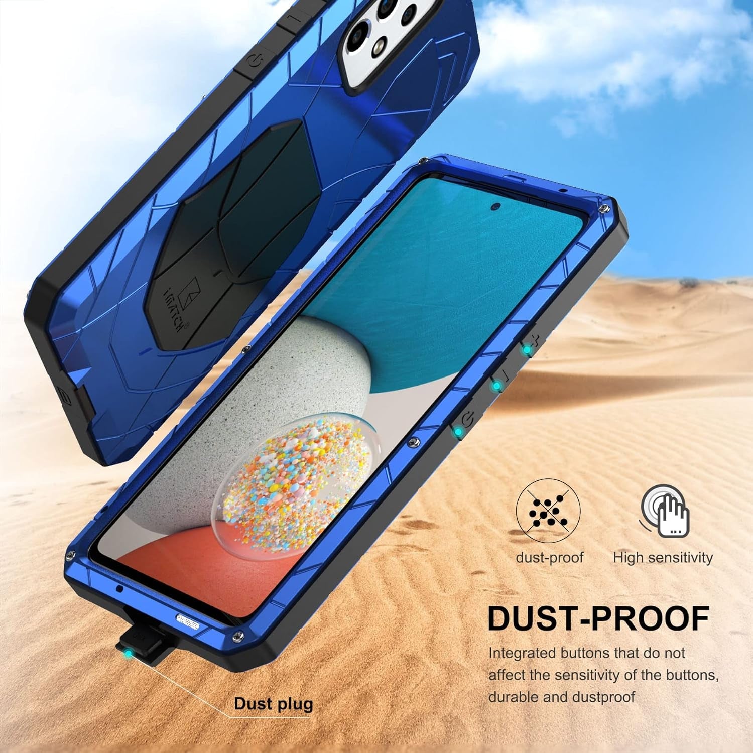 For Galaxy A53 5G Metal Case,A53 5G Heavy Duty Protective Case,Hard Cover Armor Silicone Rugged Bumper Shockproof Defender Rubber for Samsung Galaxy A53 5G 2022 (Blue)