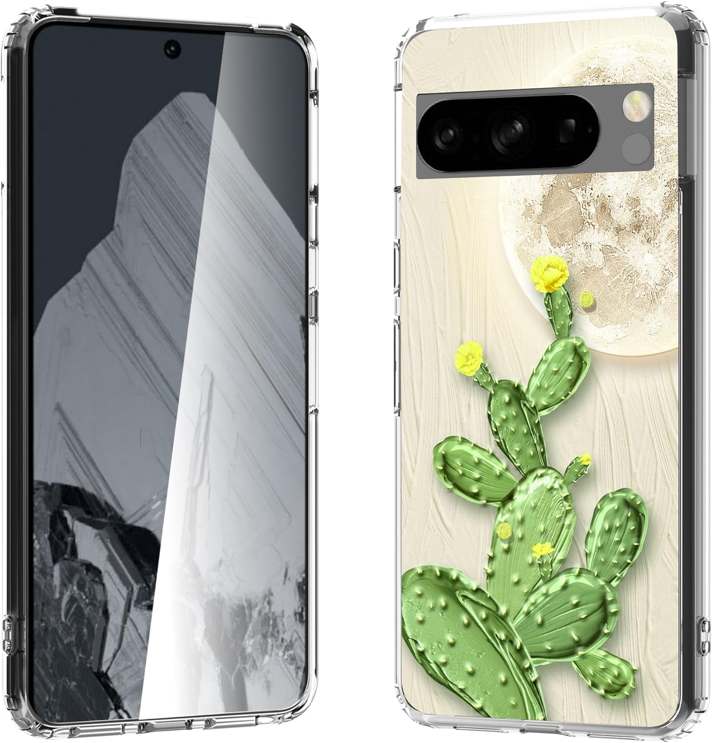 For Google Pixel 8 Clear Case with 3D Flower Printing Design, TPU+PC Slim Shock-Proof Protective Floral Cover for Women Girls, 6.2“ (Pic 5)  YIKECASE C-3 Google Pixel 8 Pro 