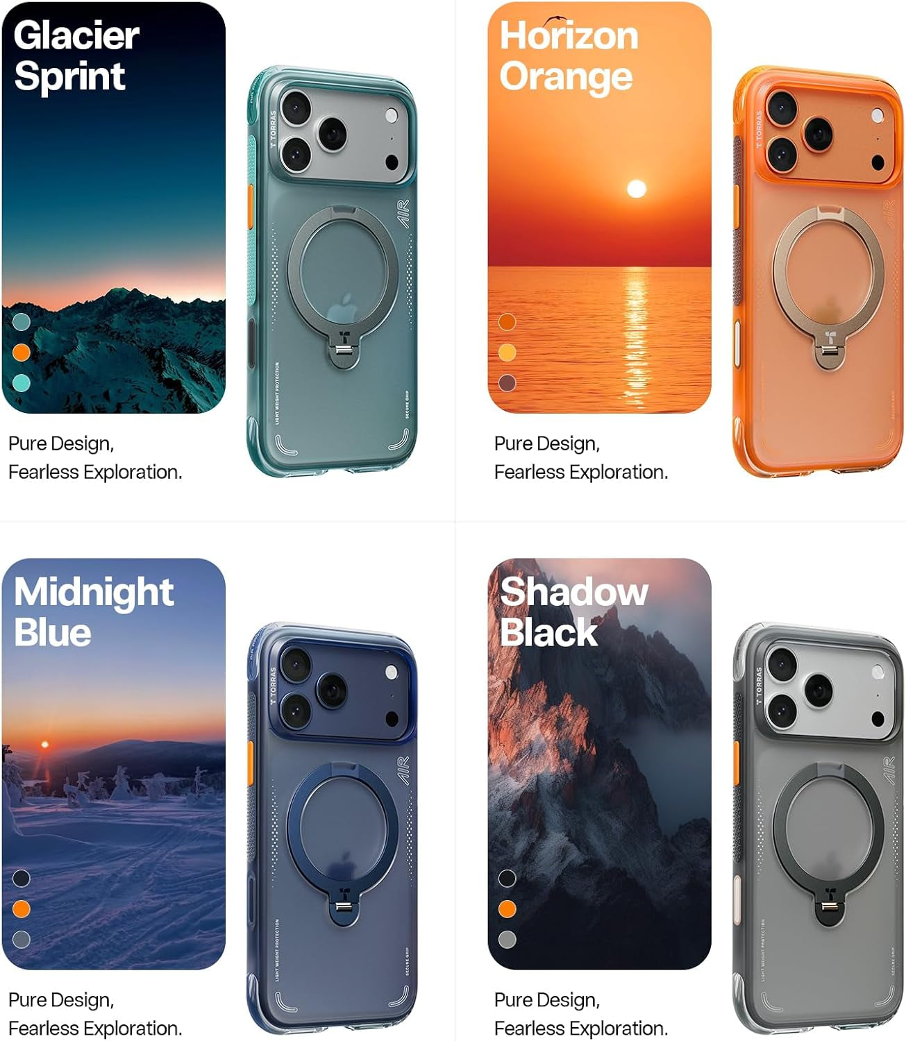 TORRAS Ostand Q3 Air for Iphone 17 Pro Max Case with 360 Magnetic Stand, Fit for Magsafe, Mil-Grade Drop Tested, Camera Control Button, Shockproof Phone Case for Iphone 17 Pro Max 6.9", Midnight Blue