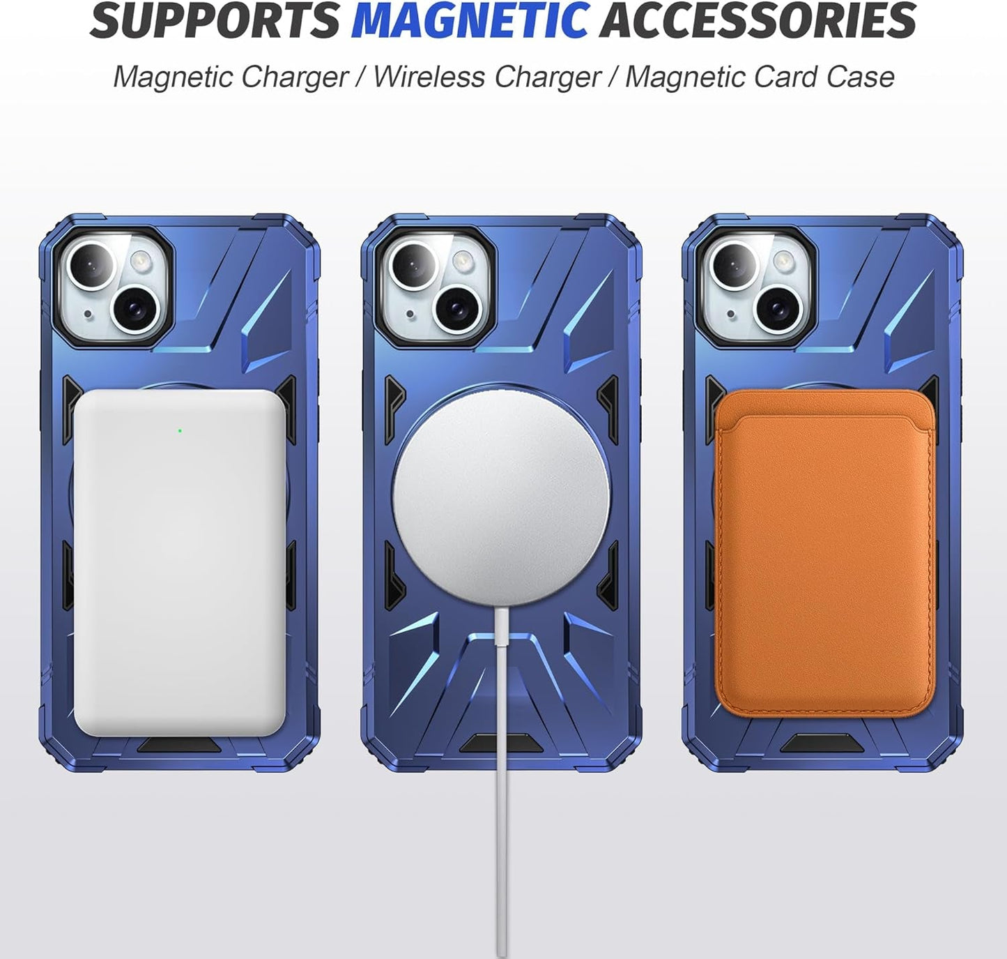 For Magnetic Iphone 15 plus Case Compatible with Magsafe Iphone 15 plus Case with 2 Screen Protector Iphone 15 plus Case with Magnetic Stand Ring Iphone 15Plus Case Shockproof Protection Black