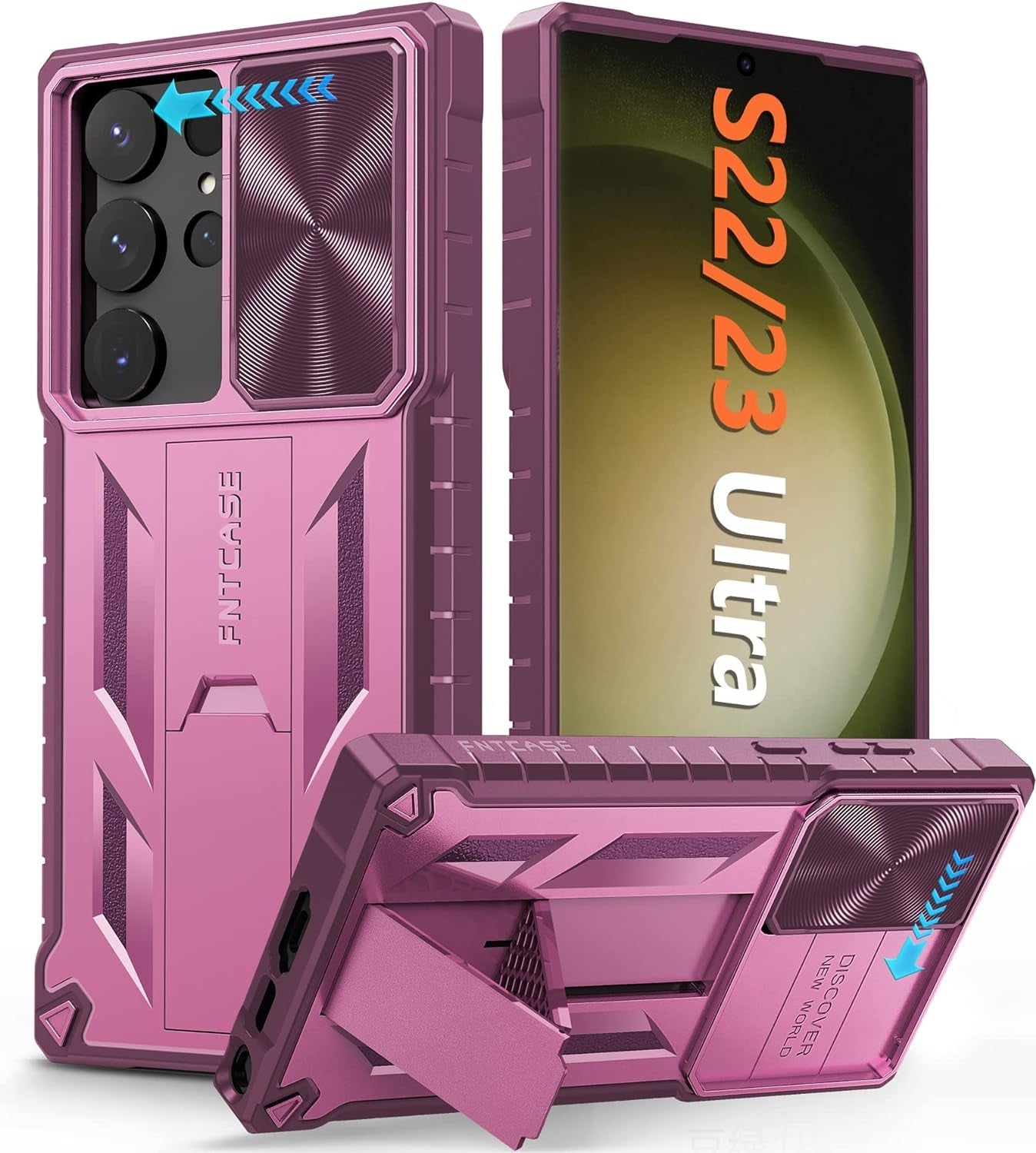 FNTCASE for Samsung Galaxy S23-Ultra Case: S22 Ultra Military Grade Shockproof Protection Mobile Case with Kickstand & Matte Textured Rugged TPU Shell | Drop Proof Protective Phone Cover