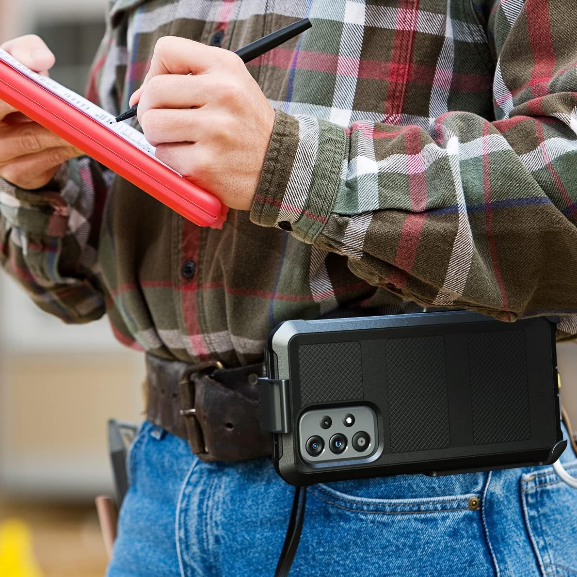 Encased Samsung A53 5G Case with Built-In Screen Protector and Holster Belt Clip (Falcon Armor, Galaxy A53)