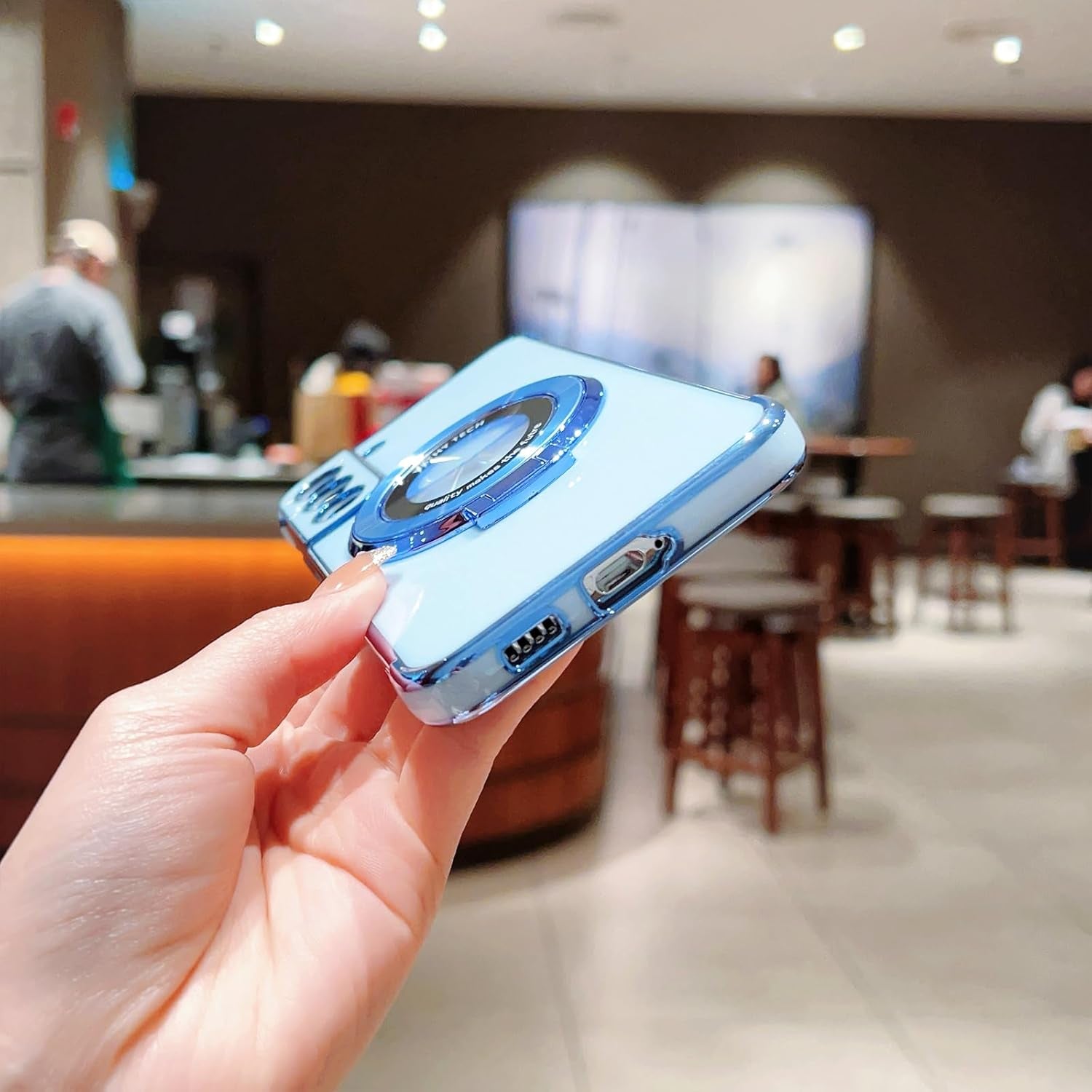 For Samsung Galaxy S22 plus Case with Magnetic Ring Stand [Compatible with Magsafe] Cute Love Heart Luxury Electroplate Plating Silicone Shockproof Cover for Galaxy S22 plus 6.6"(Purple)