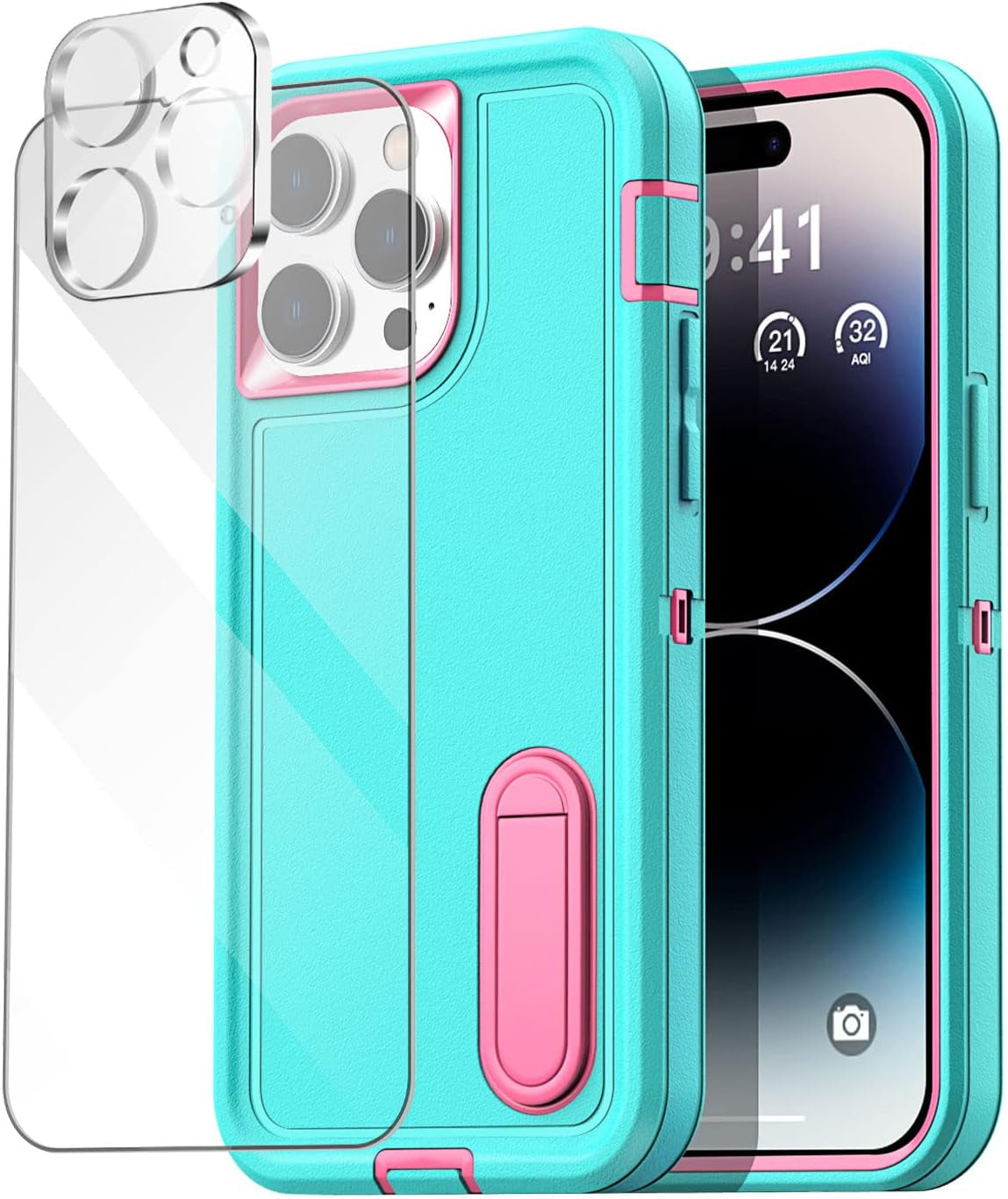 Aicase for Iphone 14 Pro Max Case with Glass Screen Protector+Camera Lens,Heavy Duty Drop Protection Full Body Rugged Shockproof Military Protective Tough Durable Cover for Iphone 14 Pro Max 6.7"_10  AICase   